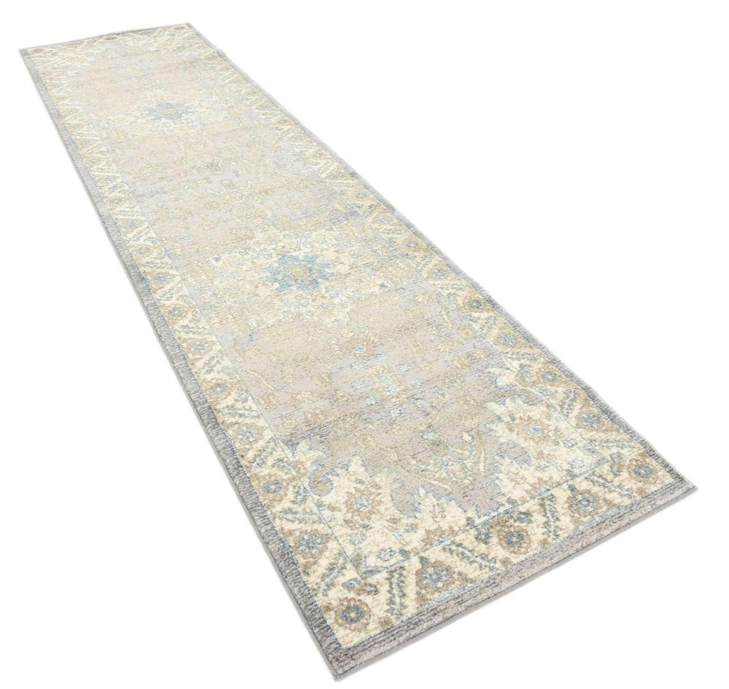 Unique Loom 2' 7 x 10' 0 Runner Gray Salzburg Altstadt Area Rug