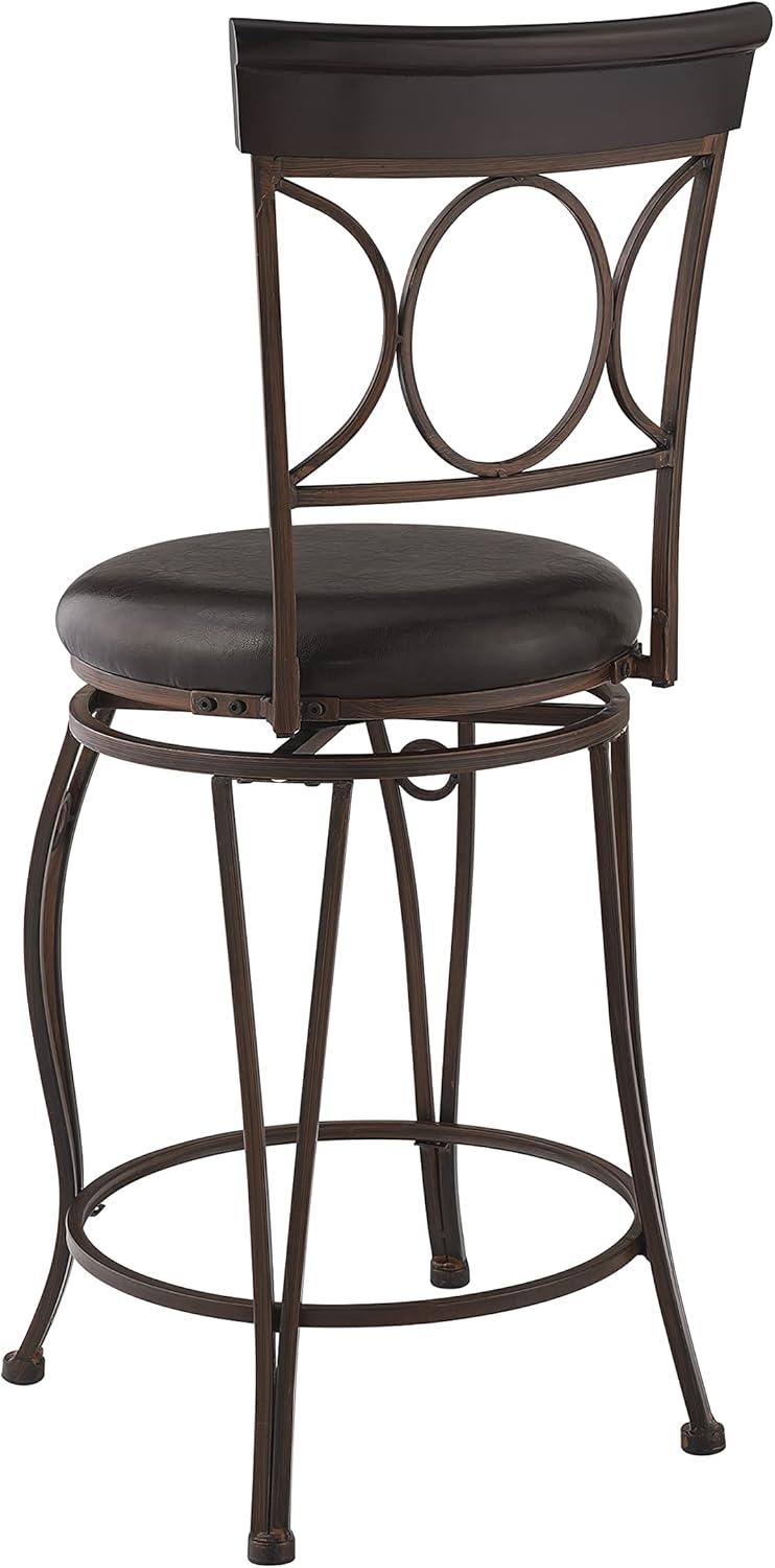 Circles Back 24" Upholstery Swivel Seat Counter Height Barstool Metal/Black - Linon: Elegant Design, Comfort Seating