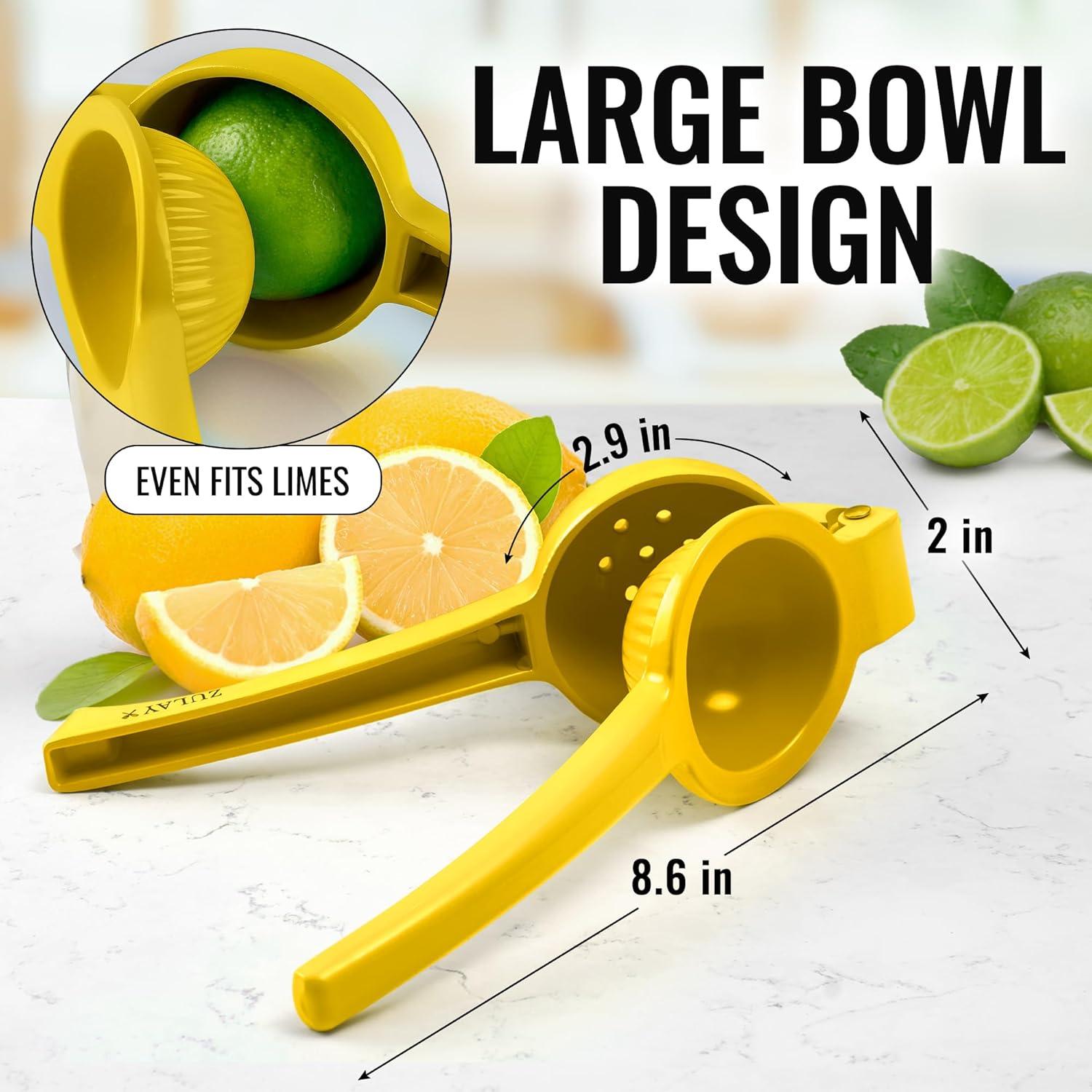 Zulay Kitchen Metal Lemon Squeezer Citrus Juicer Manual Press for Extracting the Most Juice Yellow