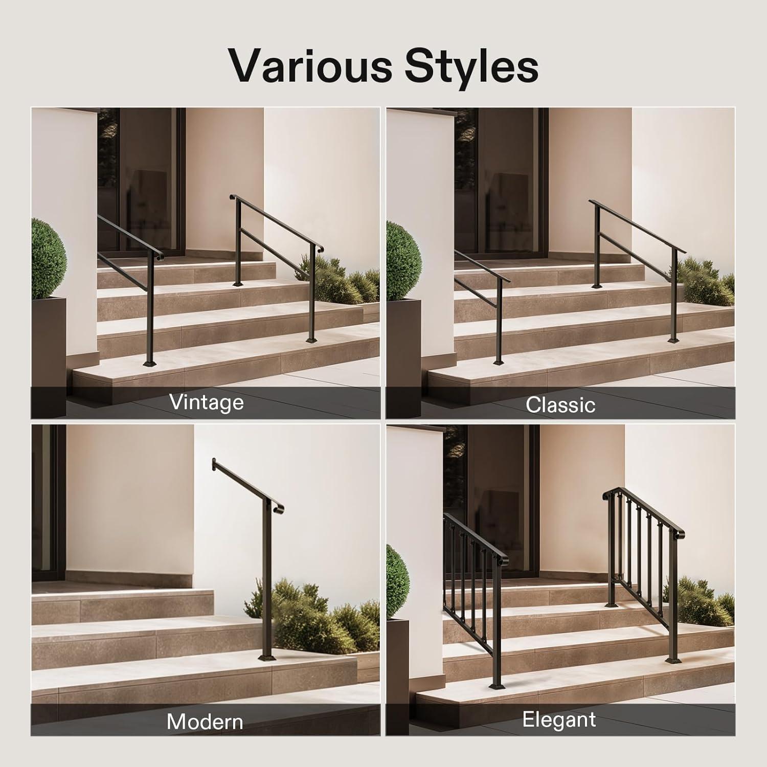 2-Pack 36 in. H x 54 in. W Black Outdoor Wrought Mattle Iron Stair Railing Kit