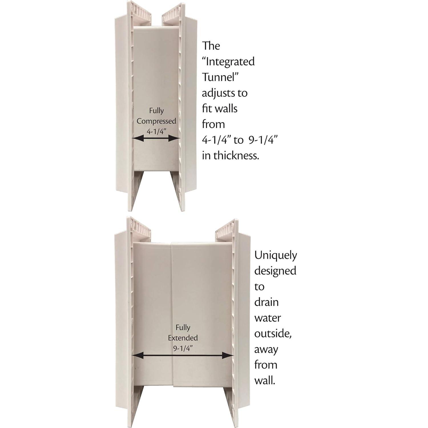 Ideal Pet Products Wall Entry Pet Door Double Flap for Walls with Built-in Telescoping Tunnel and Lock-Out Slide, Extra Large, White (WEPD2XL)