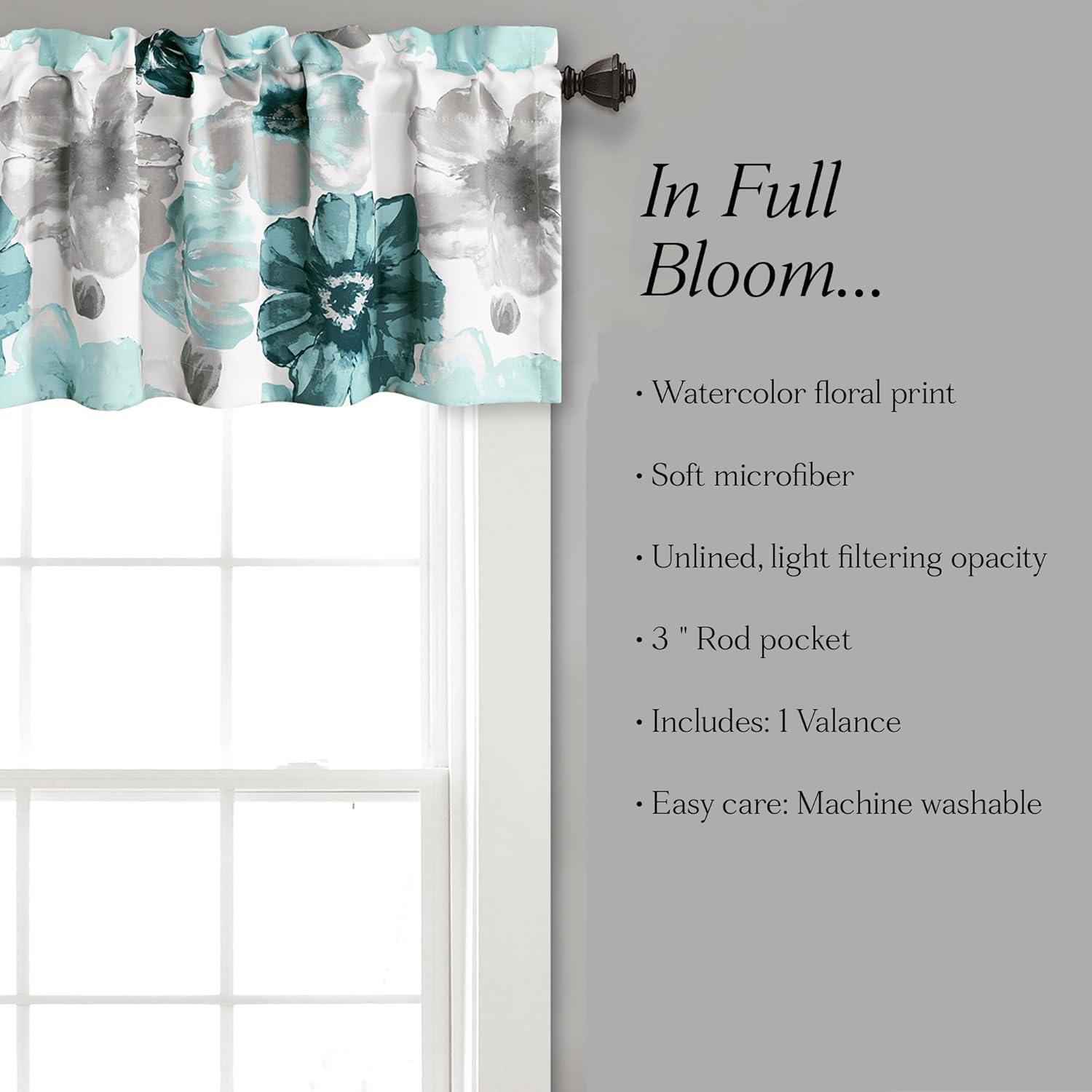 Lush Decor Leah Floral Tailored 52'' W Window Valance