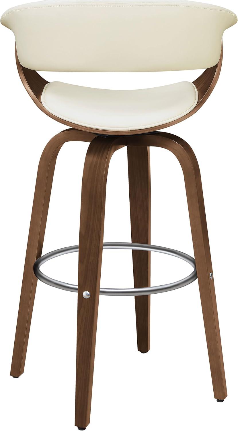Ebern Designs Freidin Upholstered Swivel Bar Stool Walnut