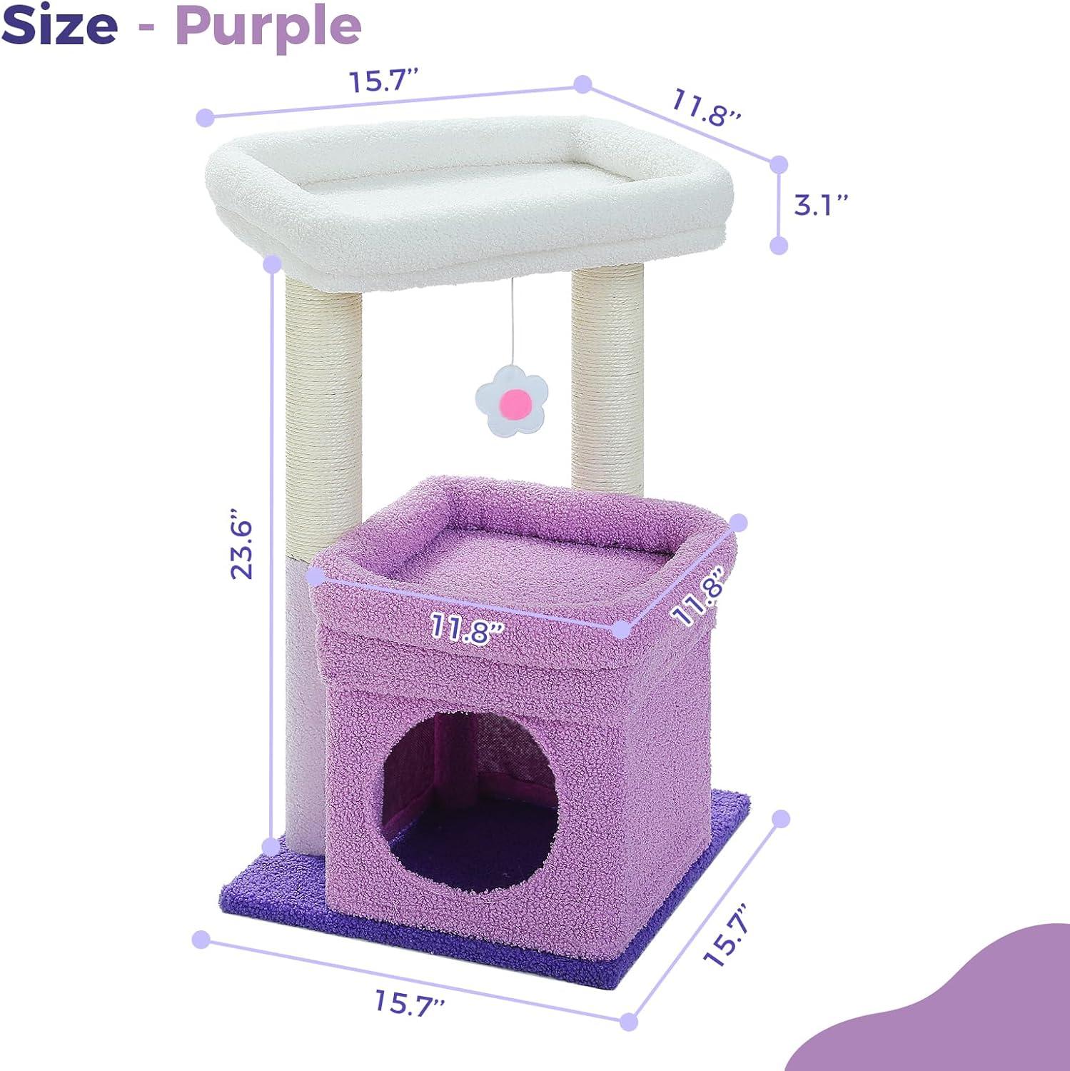 Ezelle Cat Tree Tower Cat Condo House with Sisal Scratching Posts, Flower Top Perch for Indoor Cats