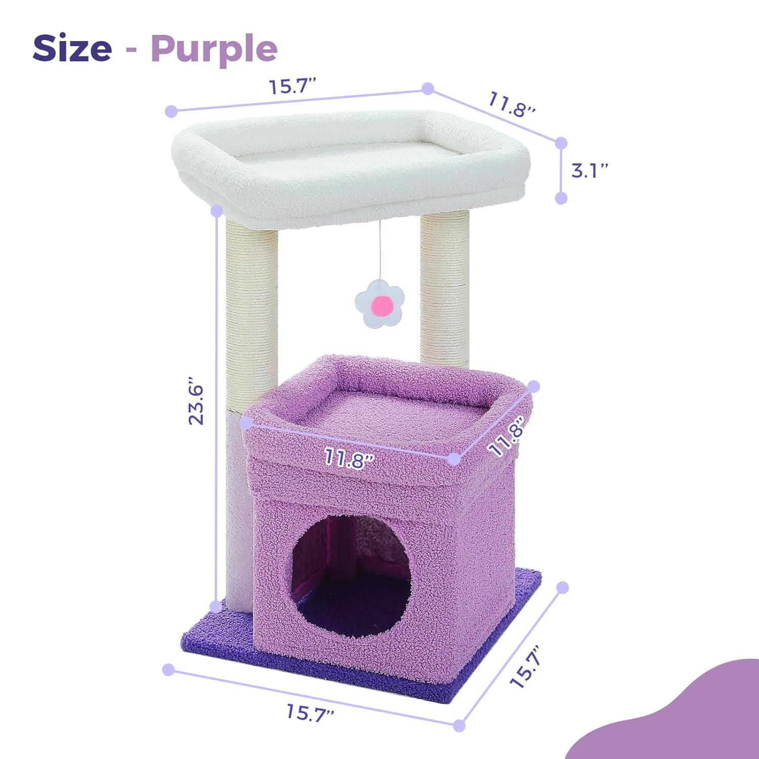 Ezelle Cat Tree Tower Cat Condo House with Sisal Scratching Posts, Flower Top Perch for Indoor Cats