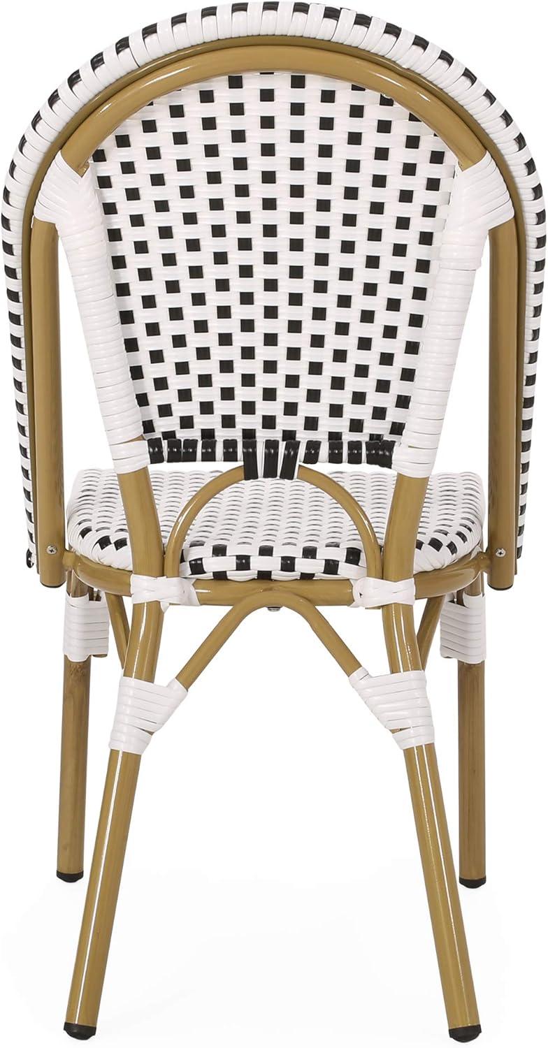 Christopher Knight Home Elize Outdoor French Cafe Chairs (Set of 4) by  Black + White + Bamboo Print Finish