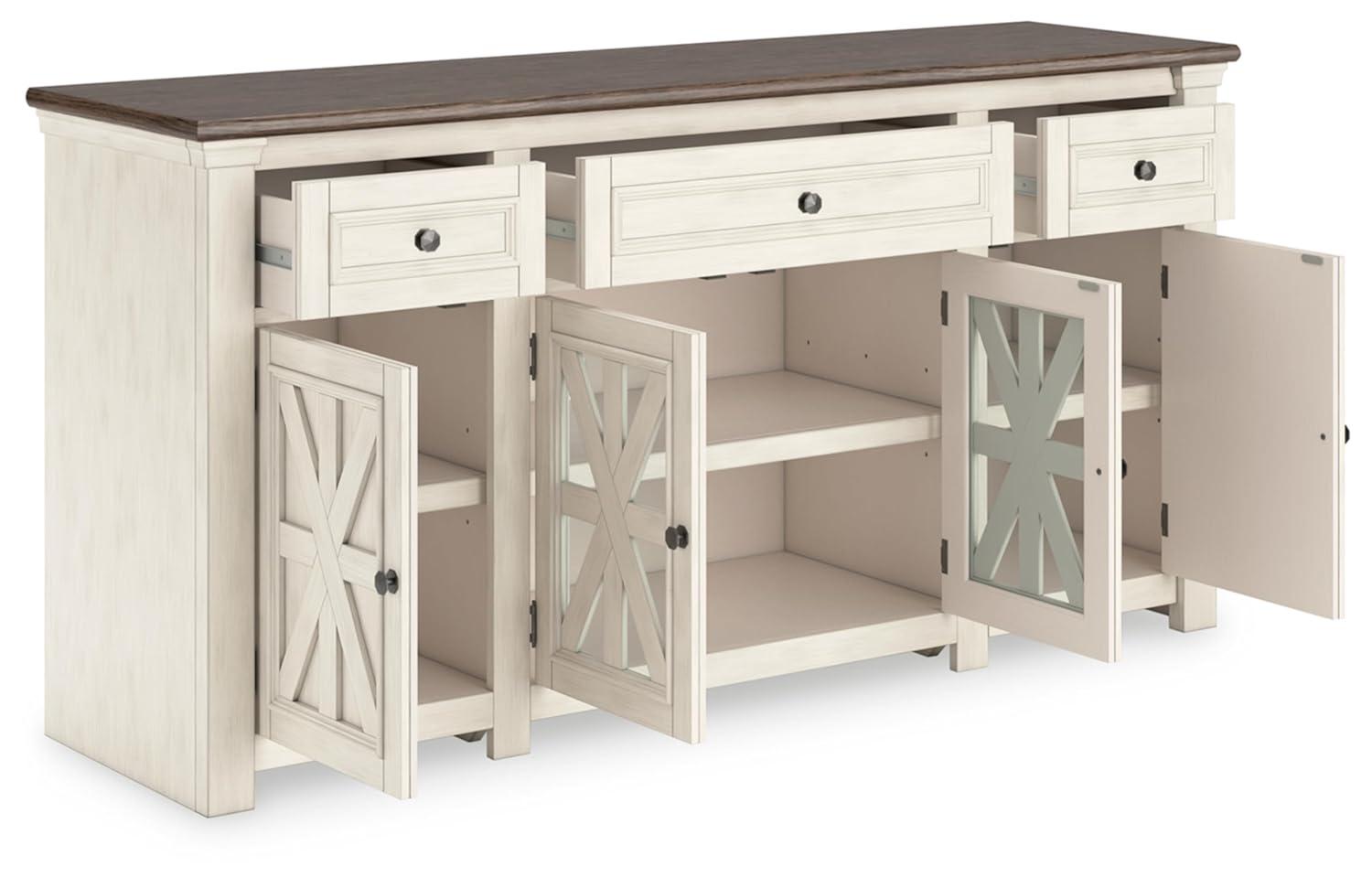 Signature Design by Ashley Bolanburg TV Stand for TVs up to 50" White: Mid-Century Modern Media Console with Cable Management