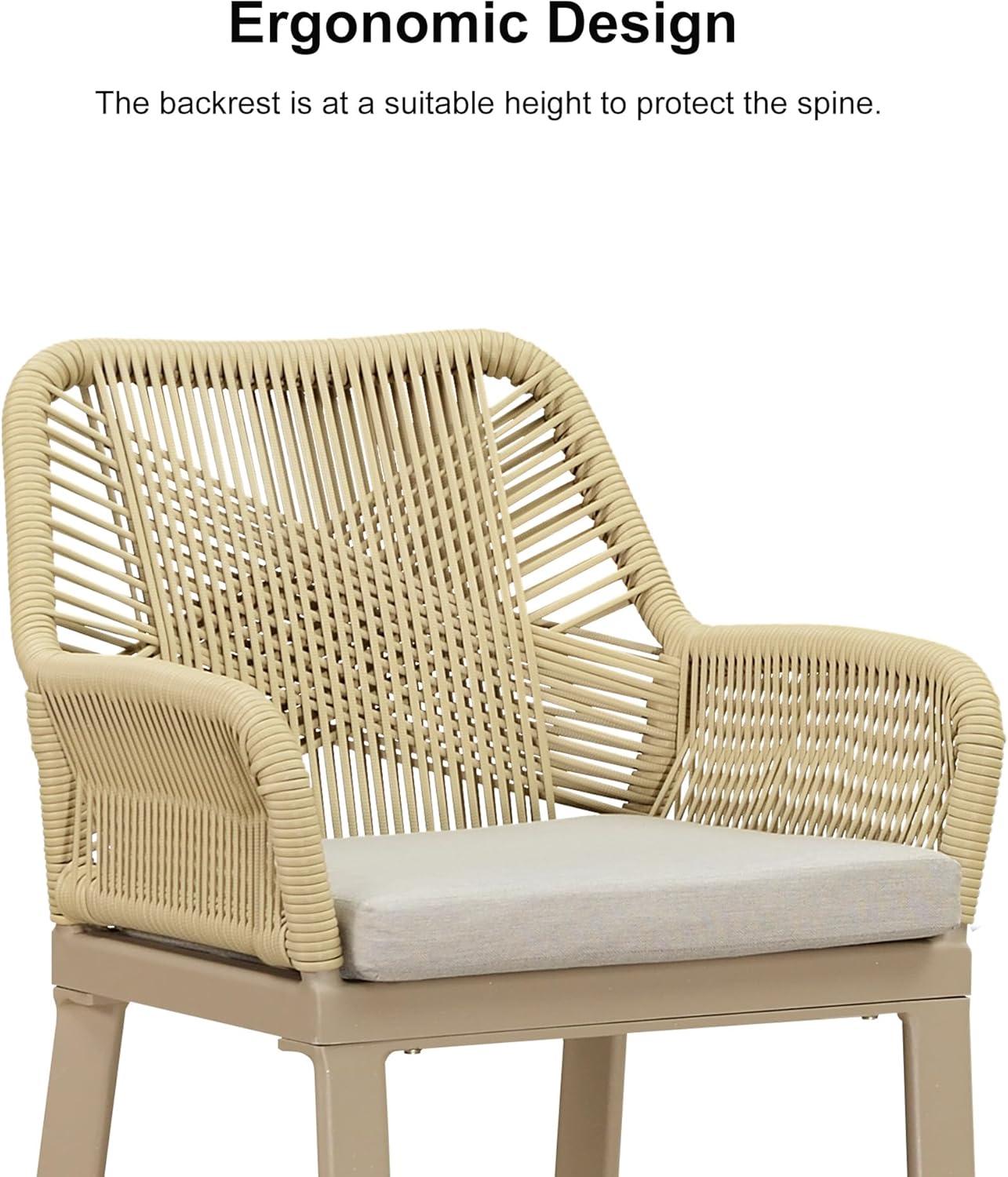 PURPLE LEAF Outdoor Wicker 29" Bar Stools Set of 2, Boho Patio Bar Height Chair with Cushion and Back for Outdoor and Indoor, Garden, Patio, Smoke Grey