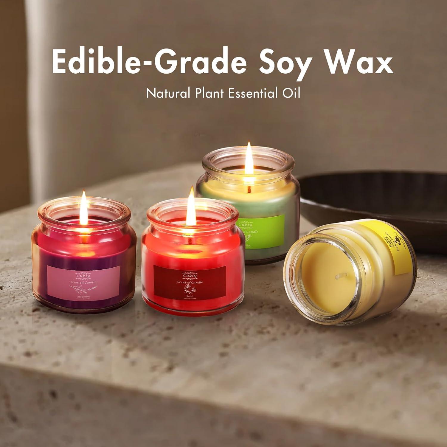 Scented Candles, Cukiy Jar Candle Classic Scent 4 Pack, Exquisite Colorful Smoke-Free Fragrant Aromatherapy Gift Set