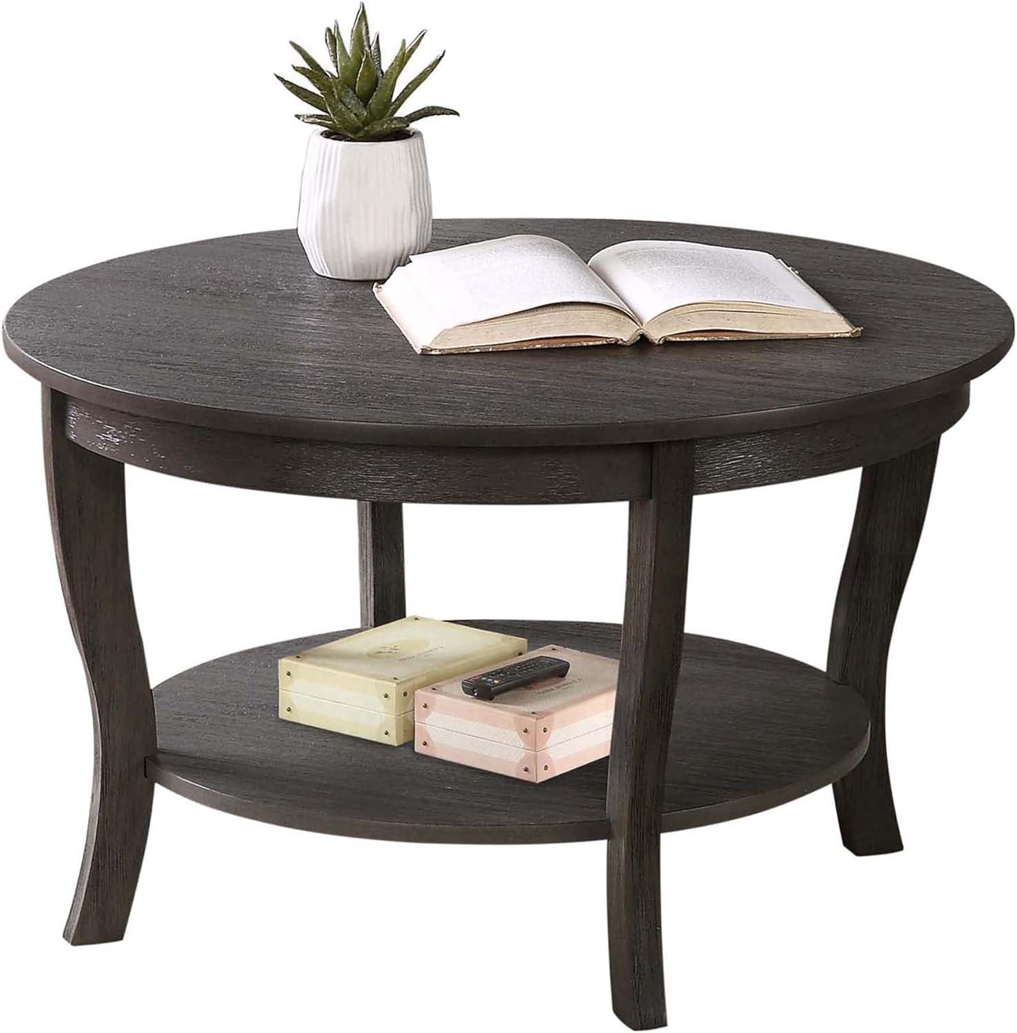 Convenience Concepts American Heritage Round Coffee Table 30" in Dark Gray Wood