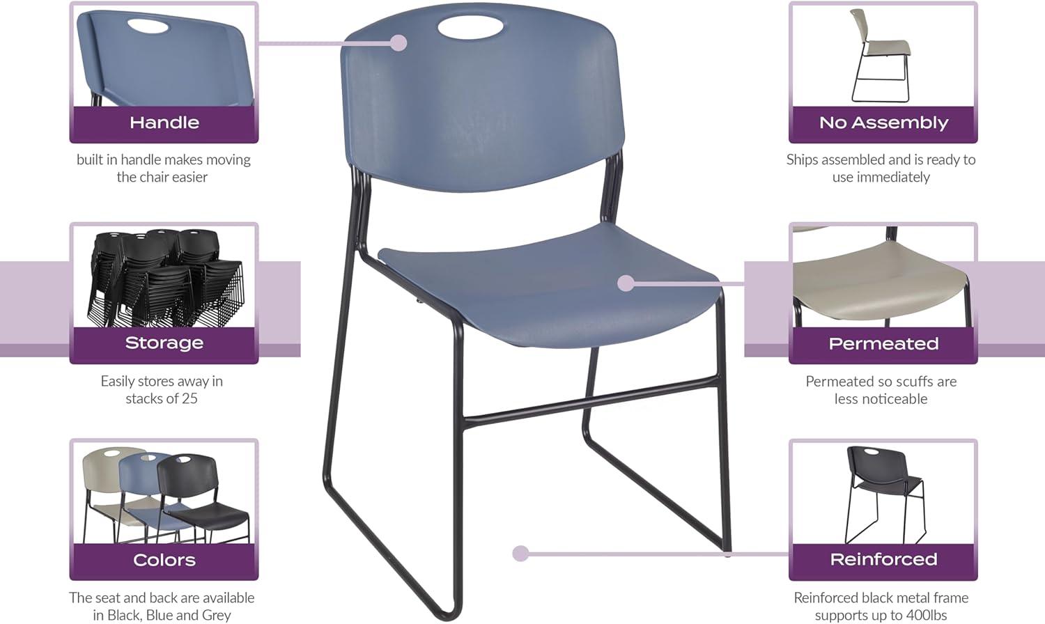 Regency Regency Zeng Ultra Compact Metal Frame Armless Stackable Chair (Set of 50)