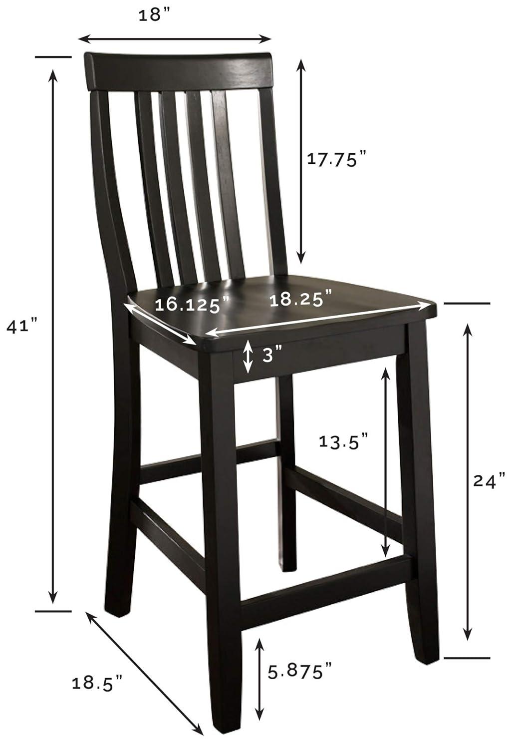 Set of 2 24" School House Counter Height Barstools, Solid Hardwood, Footrest - Crosley