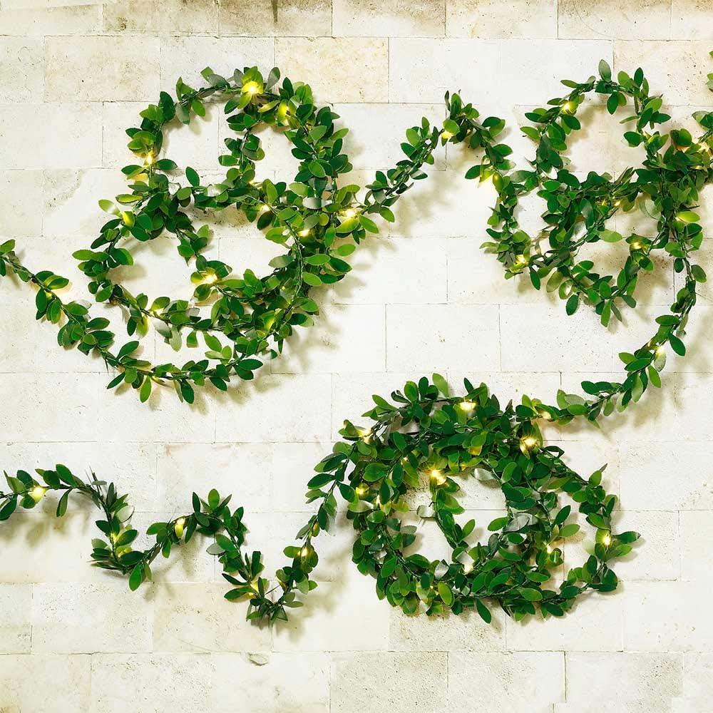 Kitstar 100LEDs USB Plug in Warm White Tiny Leaf Green Garland Fairy Light for Wedding Party Christmas Holiday New Year Garden Décor 33ft, Indoor, UL588 Approved C65