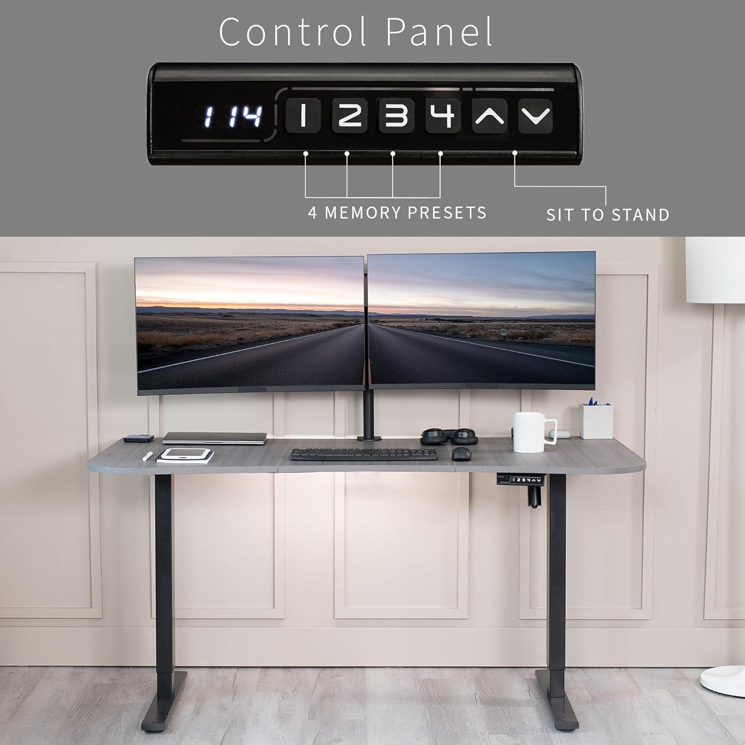 VIVO Electric 63” x 32” Standup Desk, Dark Gray Table Top, Black Frame