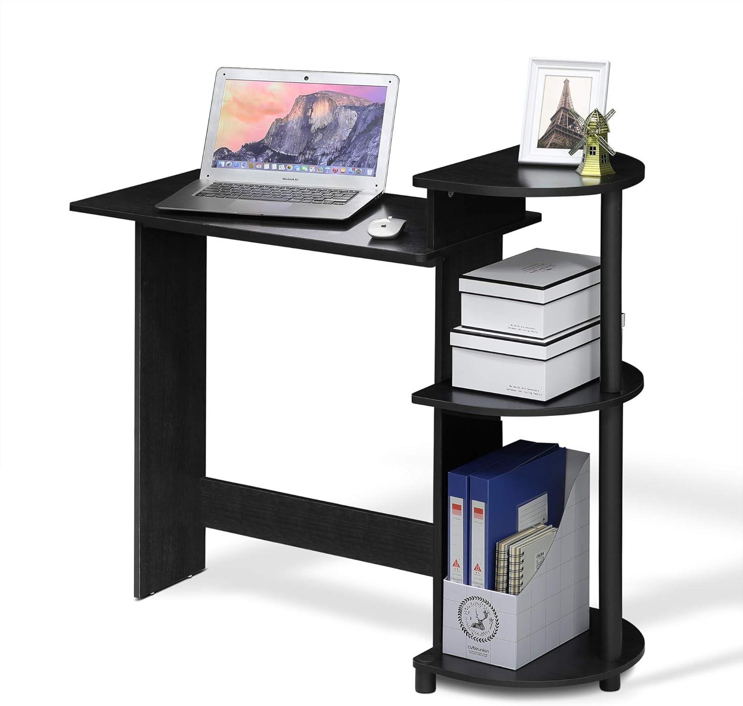 Furinno Modern Compact Computer Desk Writing Study Home Office Corner Desk with Storage Shelves