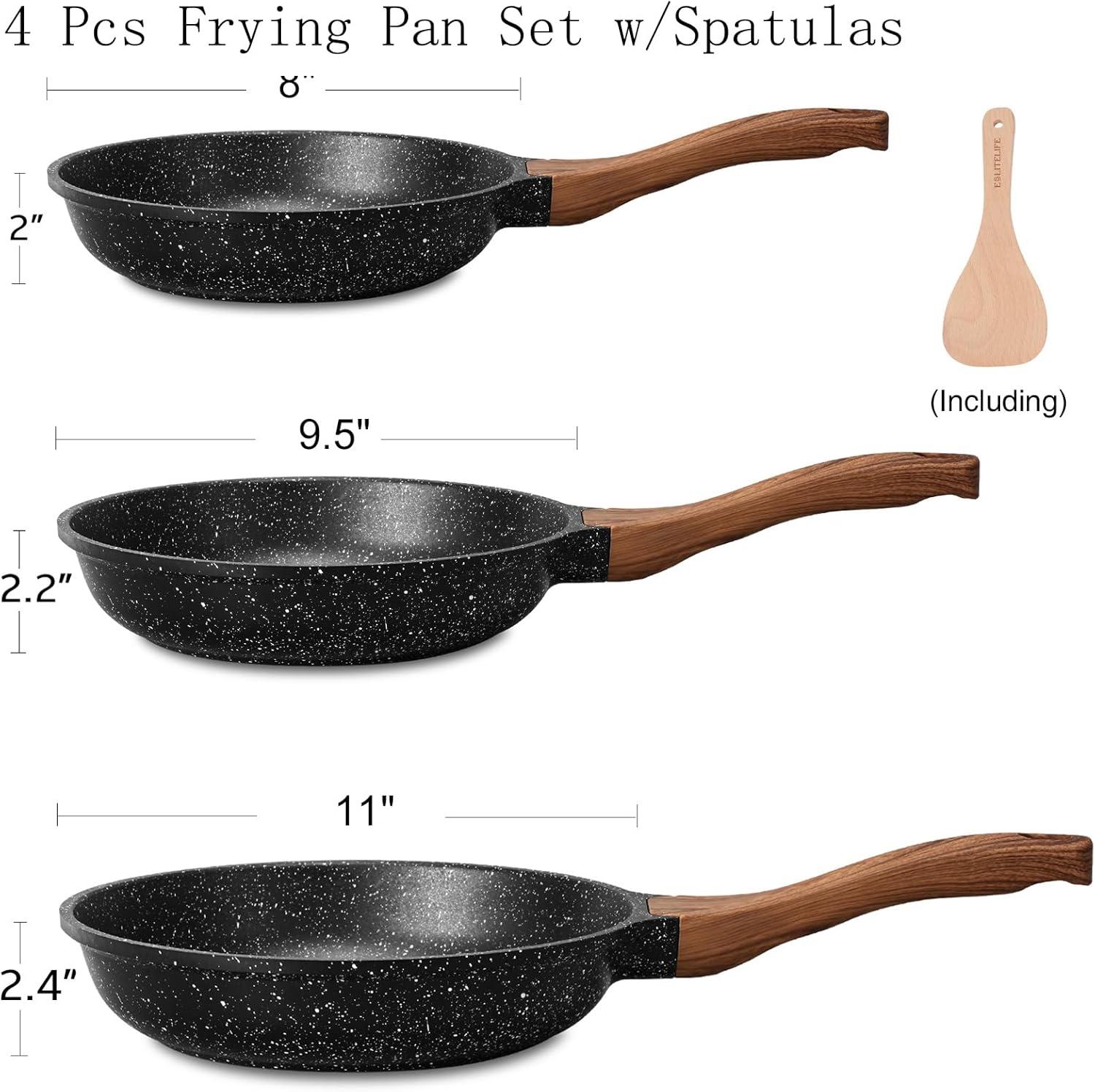 Black Nonstick Aluminum Ceramic Coated Frying Pan Set