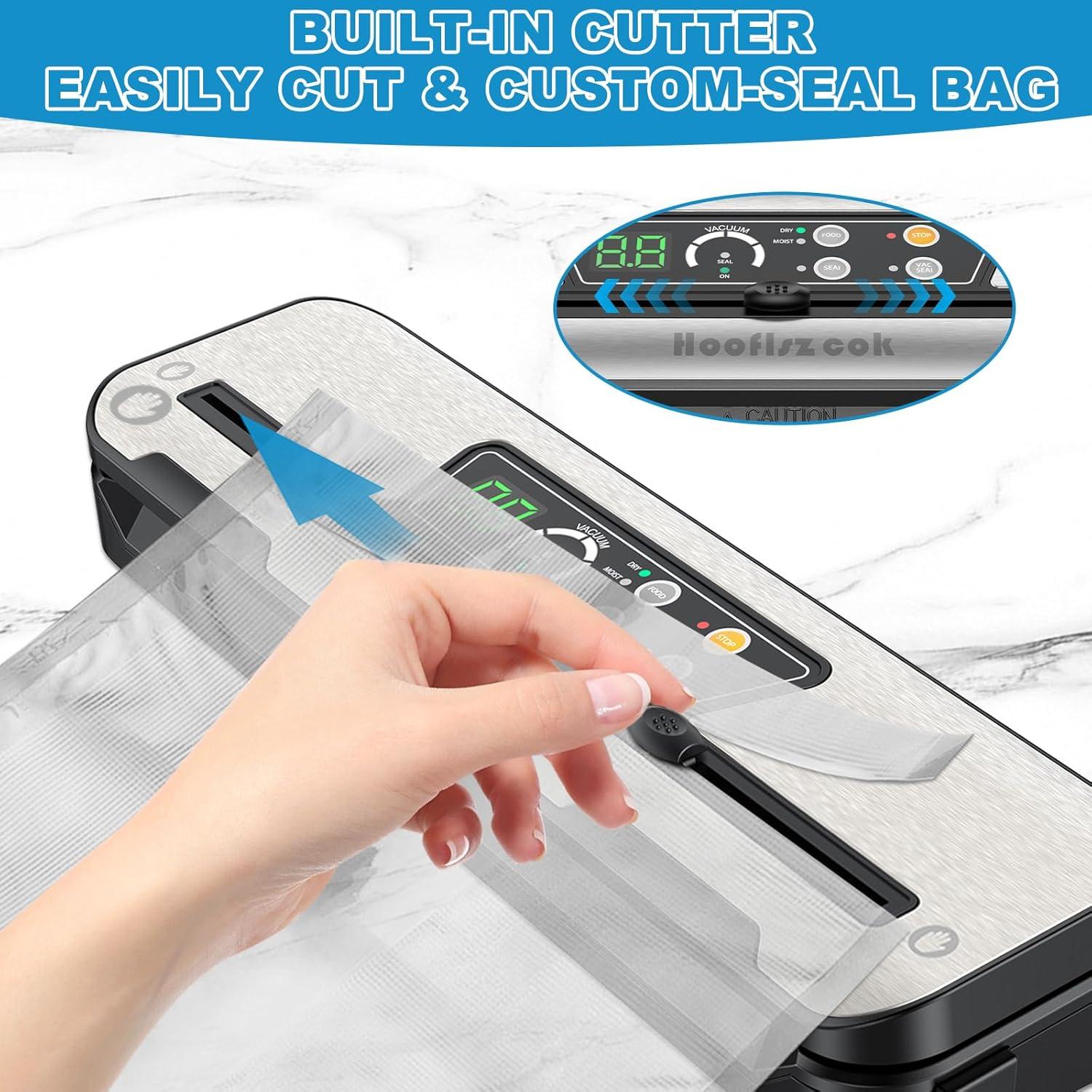 Vacuum Sealer Machine for Food, Automatic 8-In-1 Food Sealer Vacuum Sealing Saver for Liquid/Dry/Moist, Manual/External Super Strong Suction,Pulse Function,Countdown Display,Starter Kit