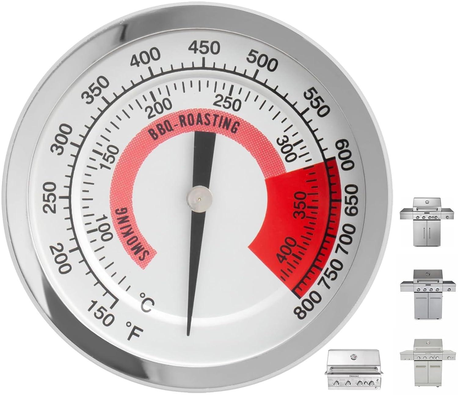 BBQ Grill Thermometer Heat Indicator Replacement Parts for Kitchenaid 720-0787D, 720-0819, 720-0745, 720-0733A, 720-0745B, 720-0826 - Compatible Barbeque Temperature Gauge Thermostat