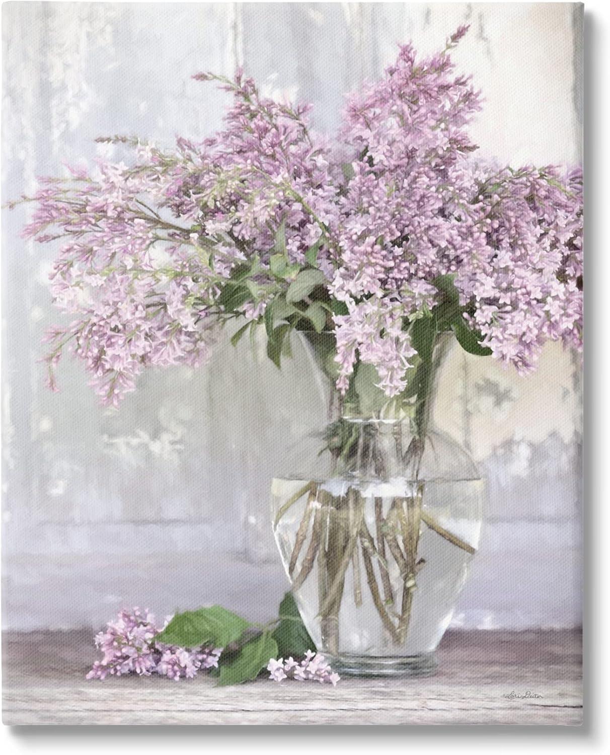 Tranquil Lilac Flower Vase Canvas Wall Art, 16 x 20