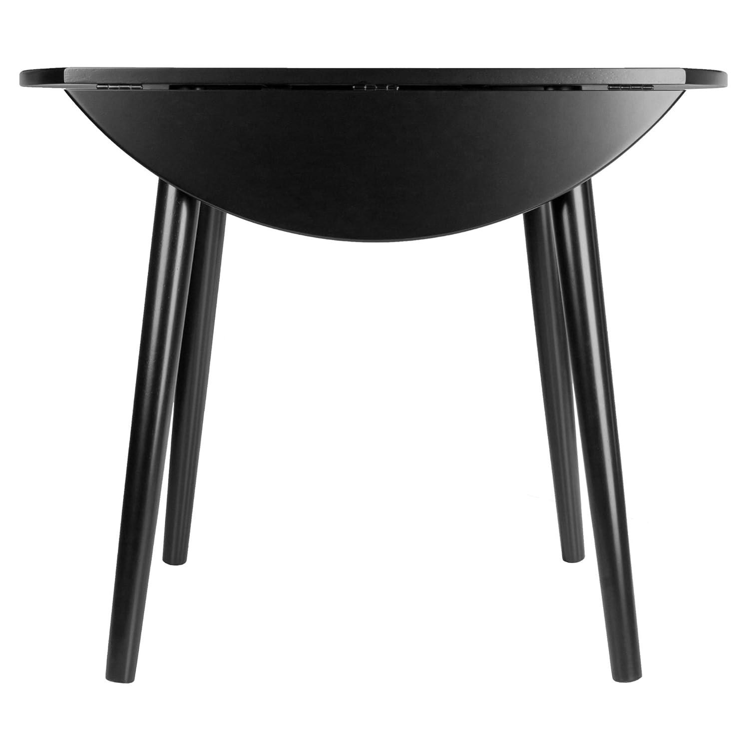 36" Moreno Round Drop Leaf Dining Table Black - Winsome: Space-Saving, Seats 4