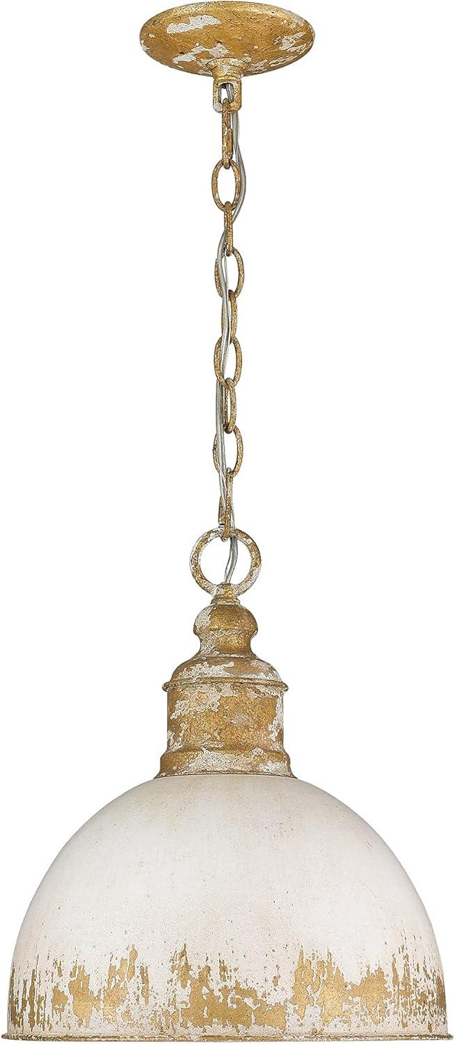 Golden Lighting Alison 1-Light Metal Pendant in Vintage Gold/Antique Ivory