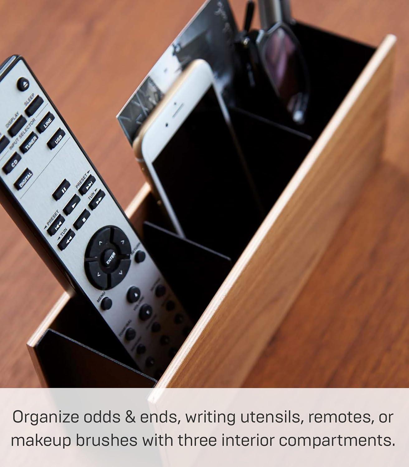 Yamazaki Home Yamazaki Home Desk Organizer - Tv Remote Control And Pen Holder, Steel + Wood
