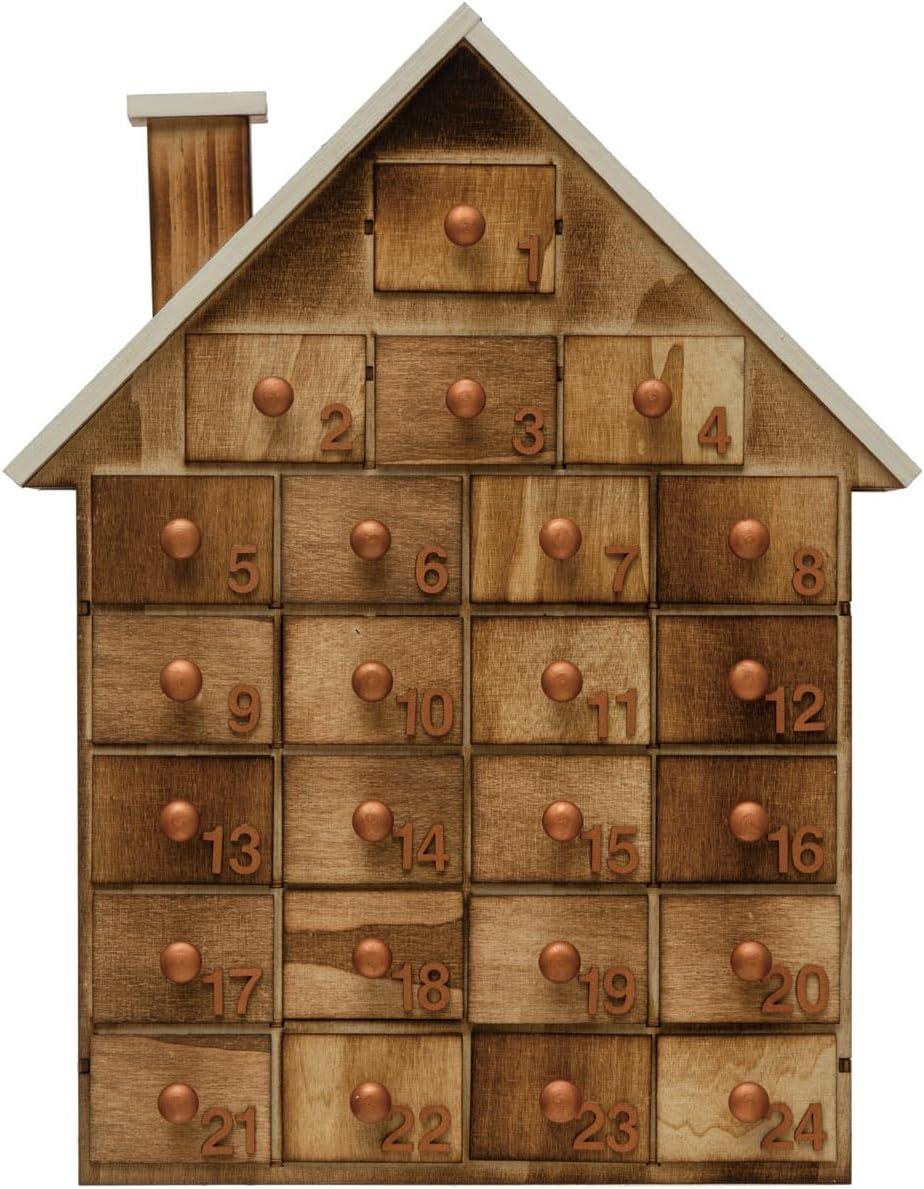 Natural Wood House Advent Calendar with 24 Drawers