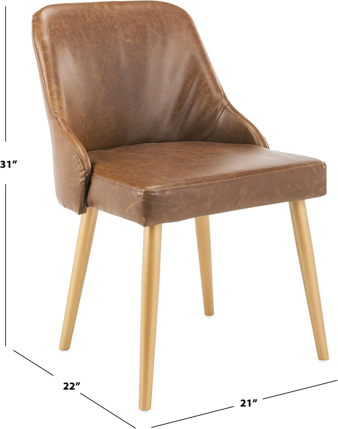 Lulu Upholstered Dining Chair (Set of 2) - Light Brown/Gold - Safavieh