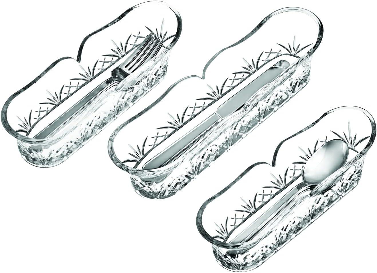 Dublin Crystal Glass Flatware Caddy Set of 3