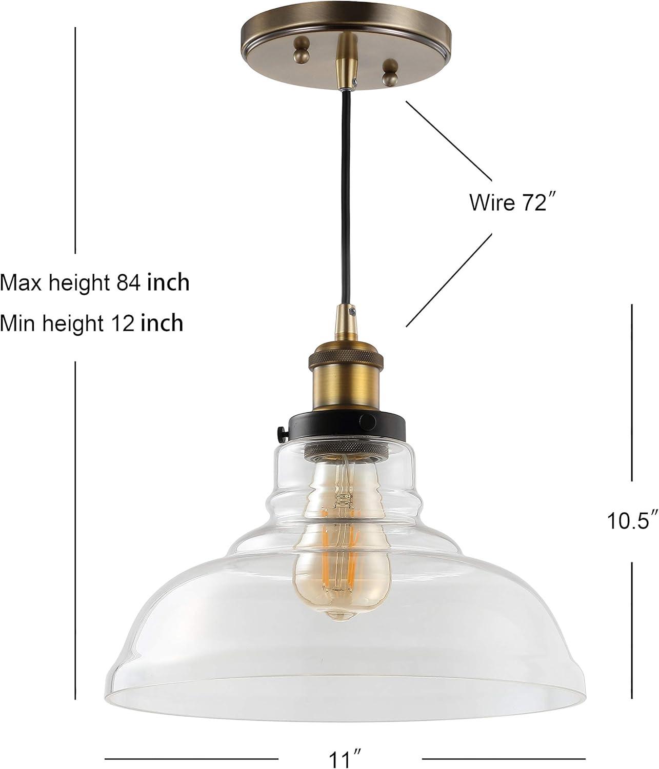 Litchfield 11" Brass and Glass Farmhouse LED Pendant