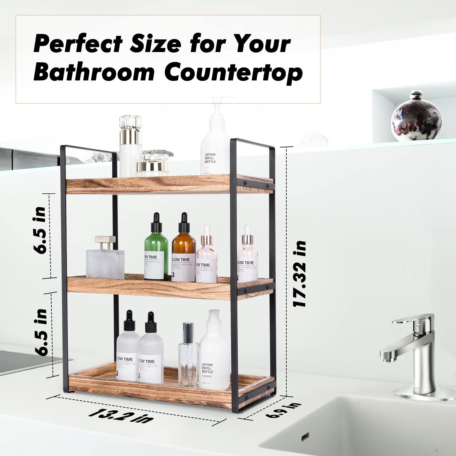3-Tier Countertop Organizer for Counter Stylish Wood Vanity Shelf Storage - The Perfect Addition to Your Bathroom Decor