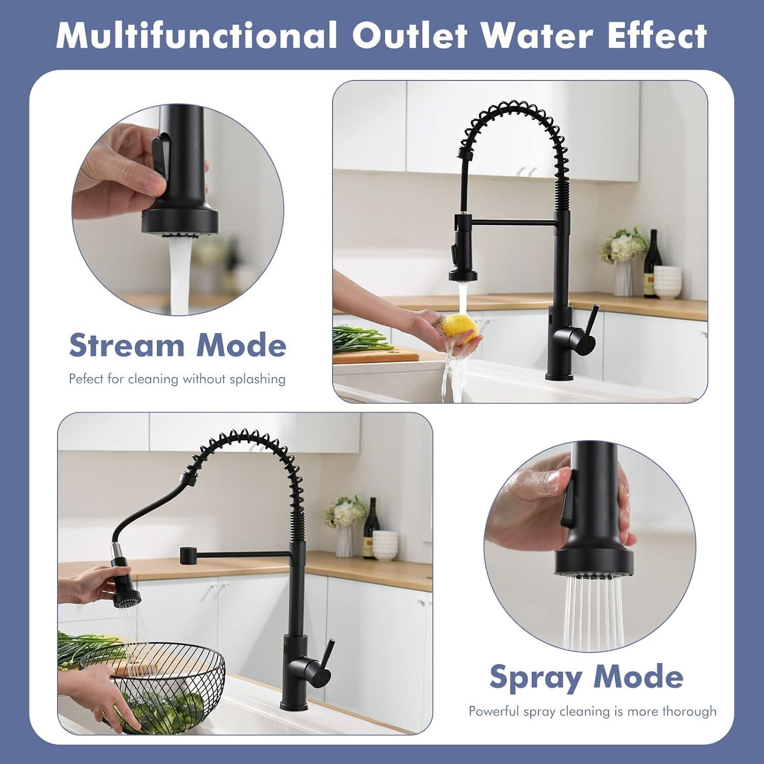 Matte Black Touchless Kitchen Faucet with Pull Down Sprayer