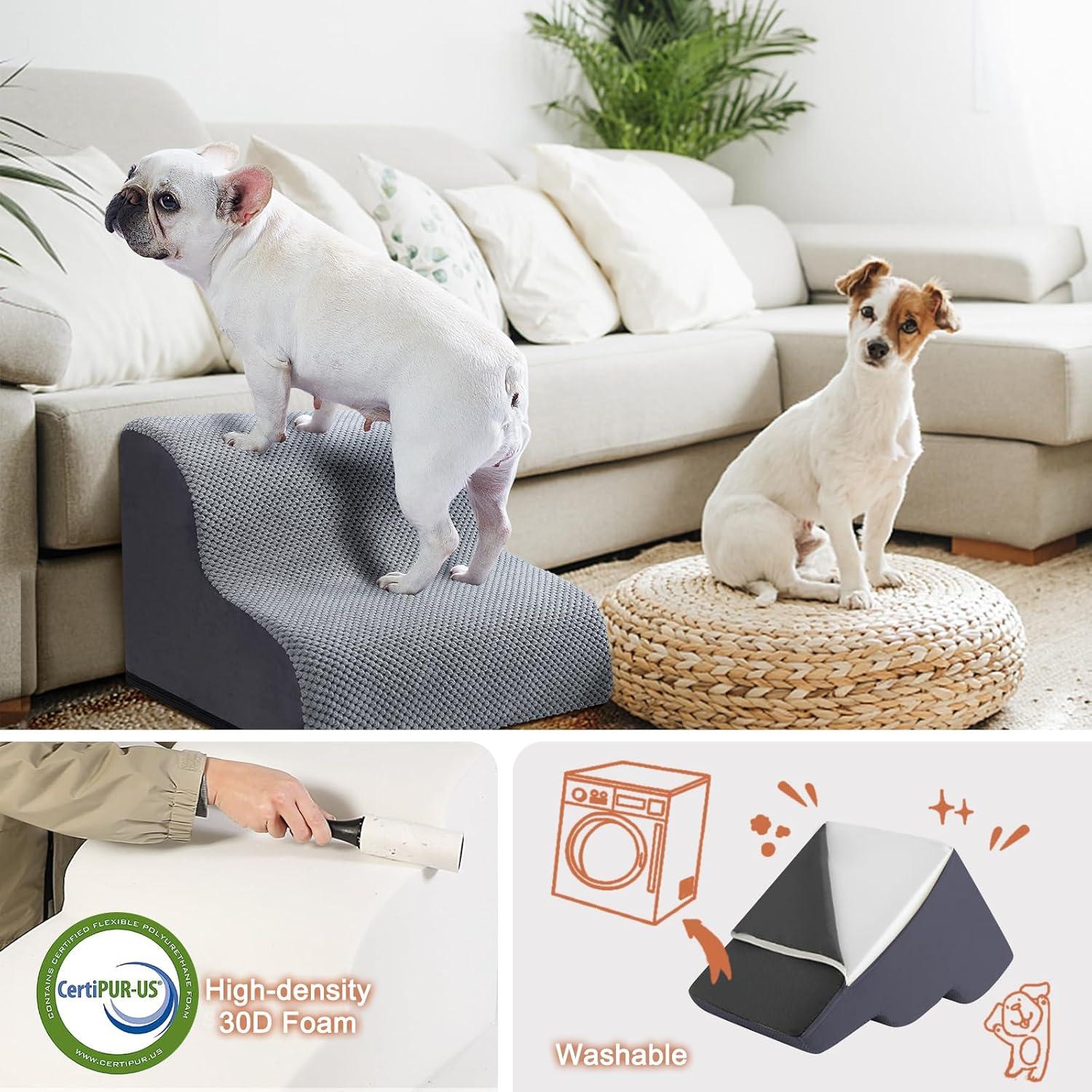 Tucker Murphy Pet™ Dog Stairs Ramps To High Beds And Couch Up To 24'', Dog Step For Small Large Dog With High-Density Foam, 4-Step Pet Stairs With Non-Slip Bottom For Puppy And Cat, Gifts Lint Roller For Dogs