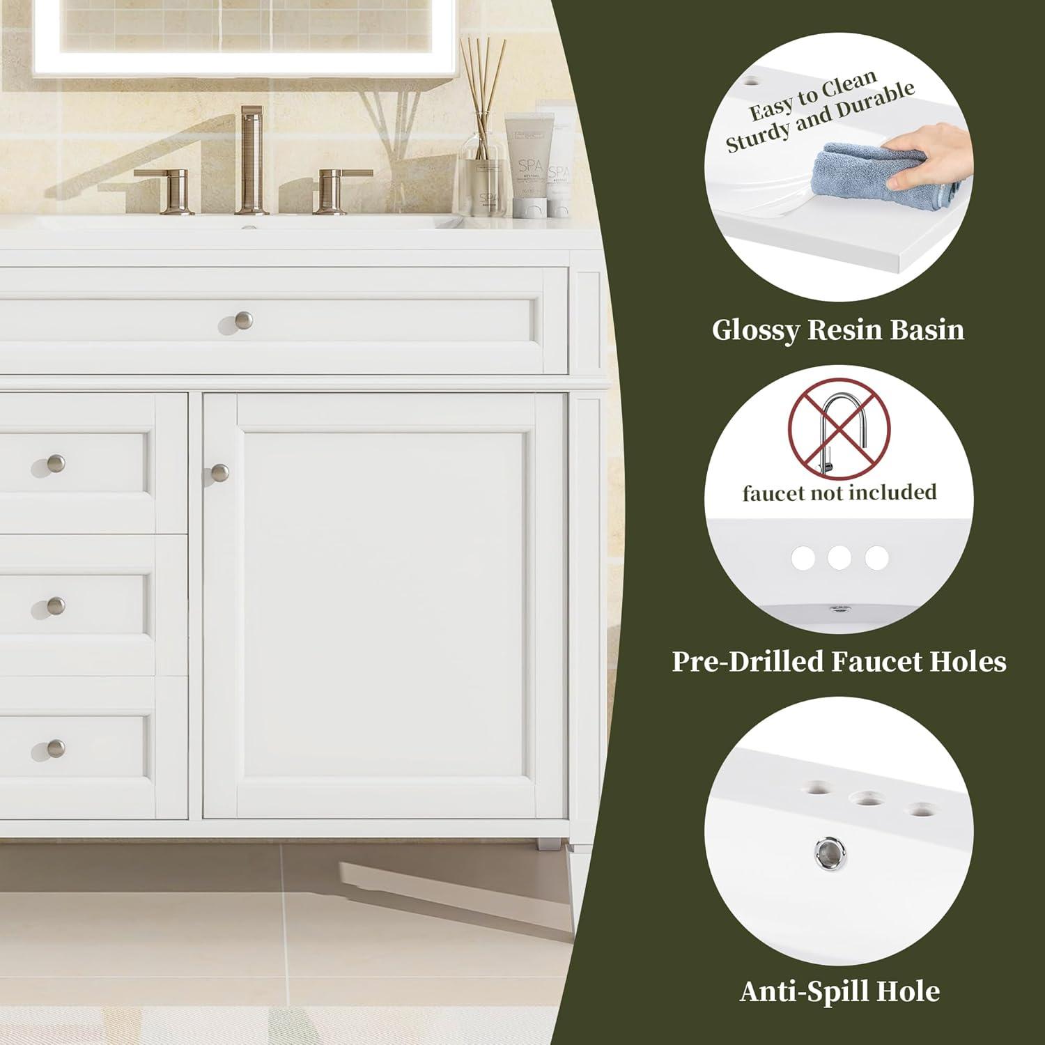 36‘‘ Bathroom Vanity with Top Sink  Modern Bathroom Storage Cabinet with 2 Drawers and a Tip-out Drawer  Single Sink Bathroom Vanity