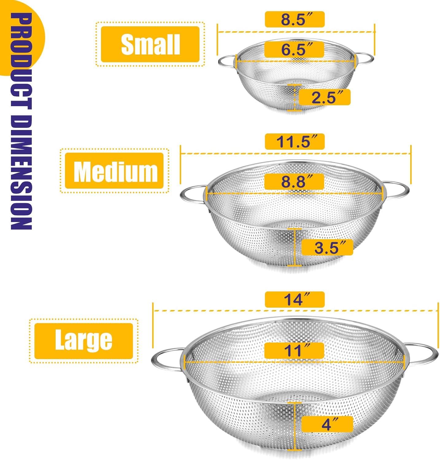 Stainless Steel Micro-Perforated 3-Piece Colander Set