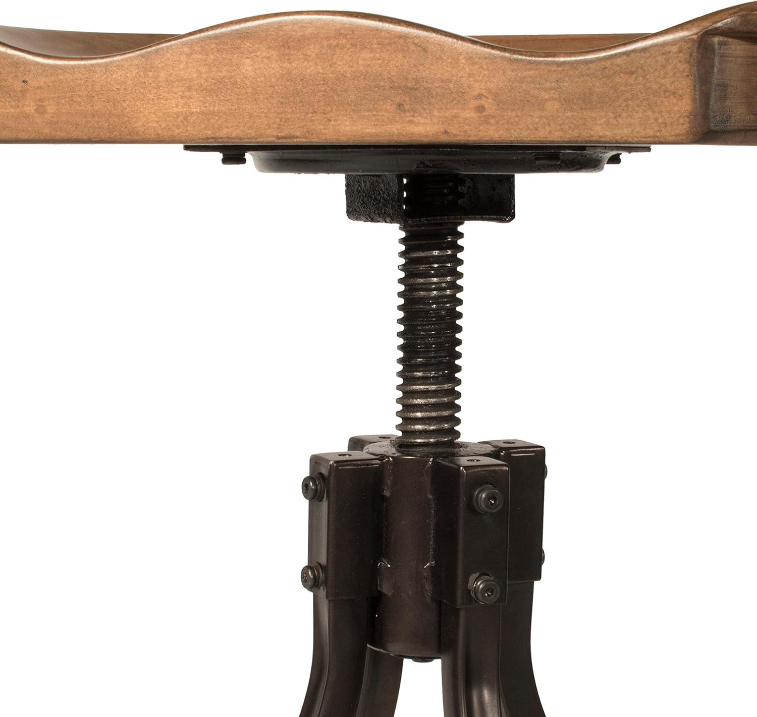 Adjustable Walnut Saddle Seat Industrial Bar Stool