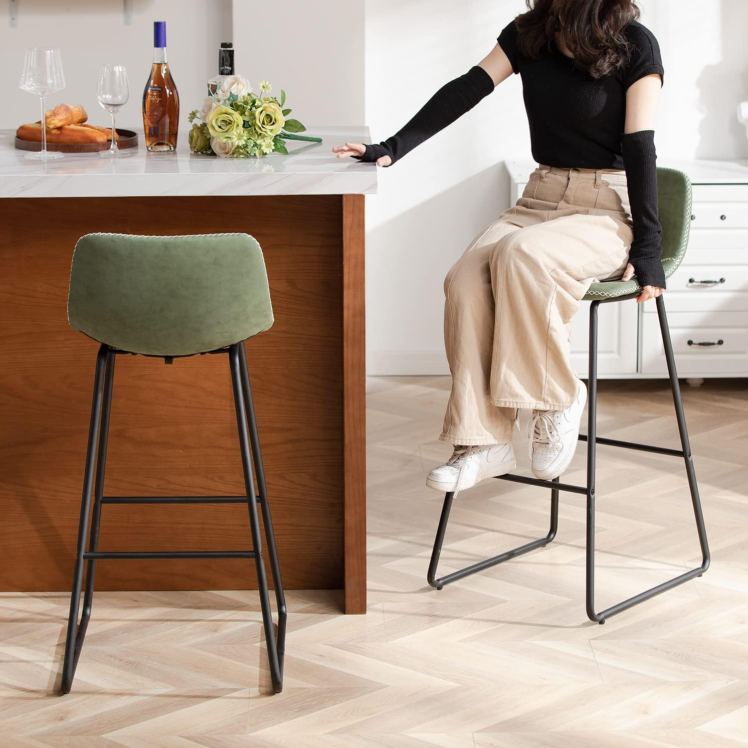 HeuGah Bar Height Bar Stools Set of 2, Barstools with Backs, Modern Bar Stools for Kitchen Island, Bar Stool 30 Inch Seat Height