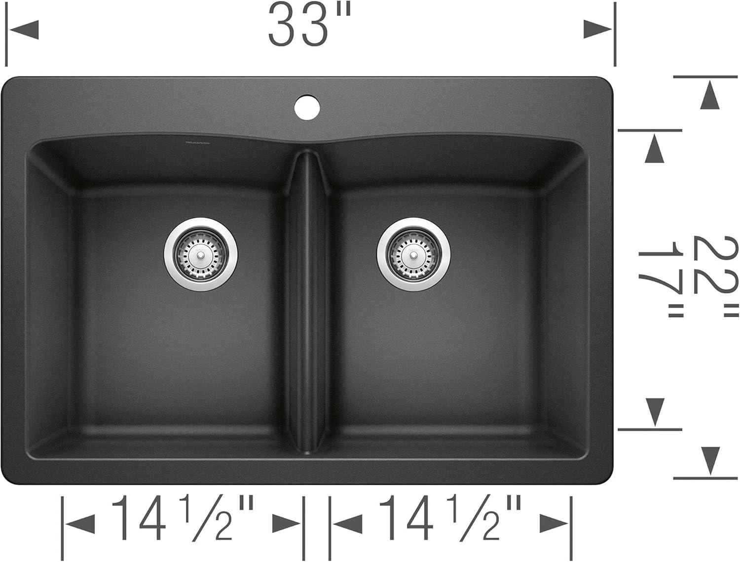 Diamond SILGRANIT 33" L x 22" W Double Bowl Drop-In/Undermount Kitchen Sink