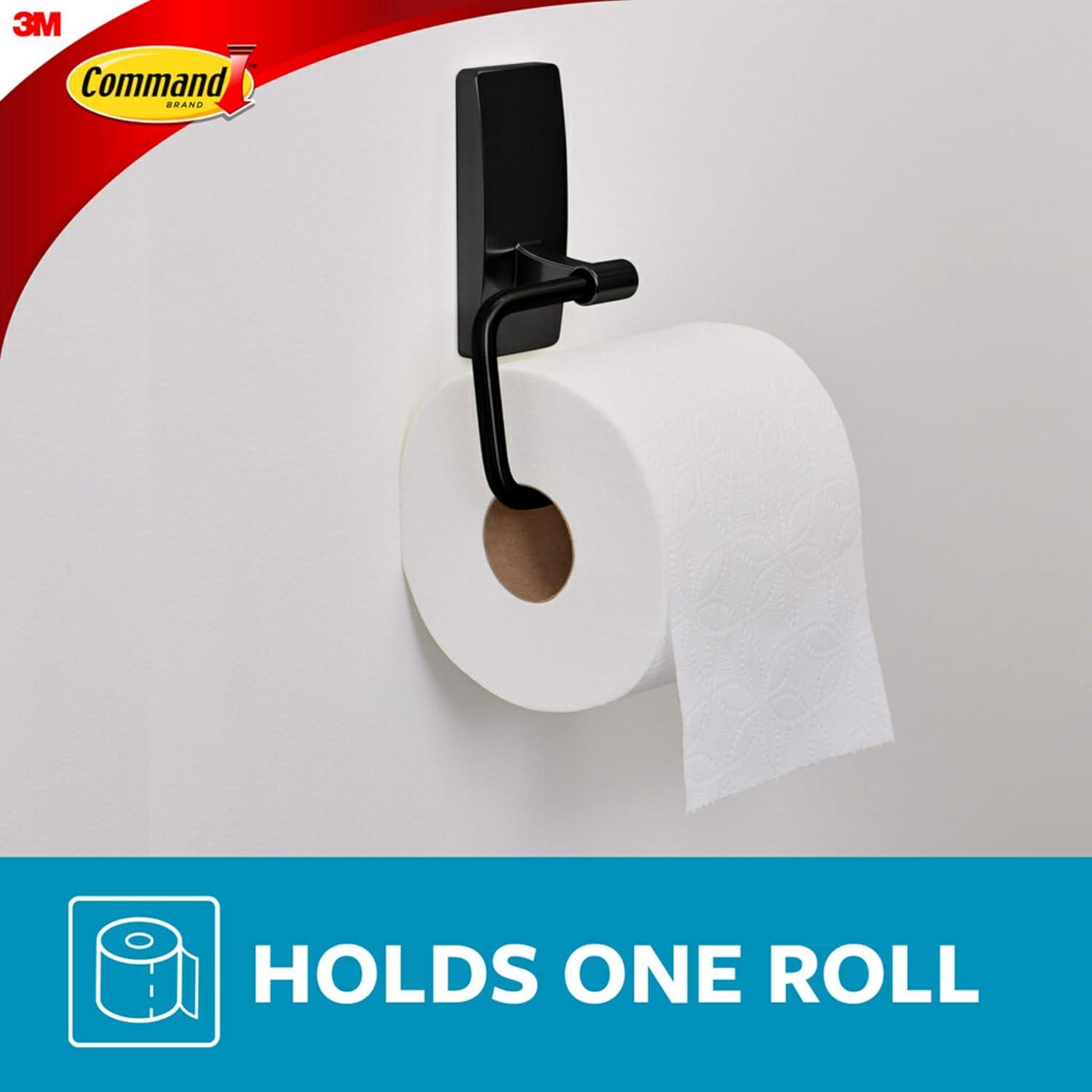 Command Bath Matte Black Toilet Paper Holder, 1 Toilet Paper Holder, 2 Strips