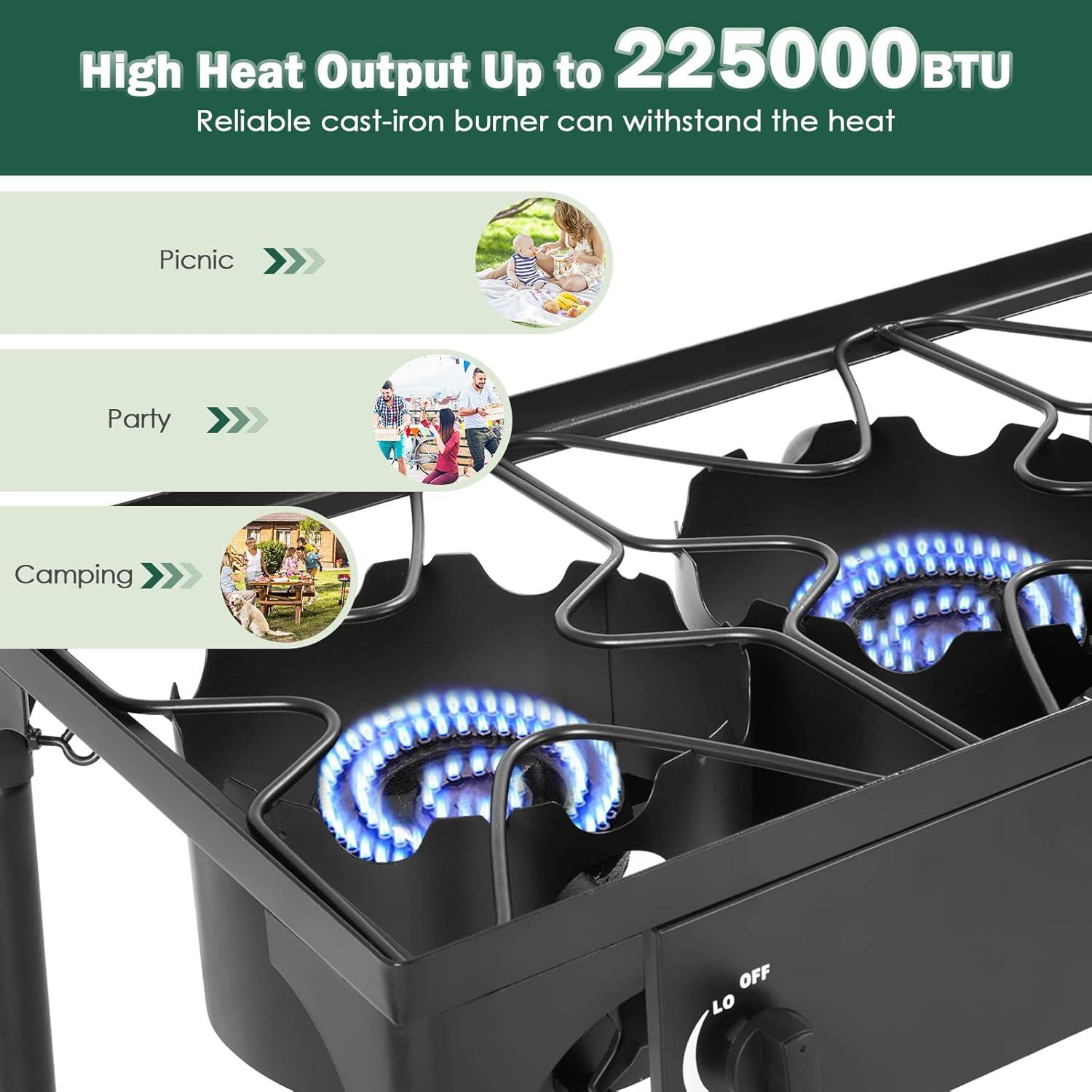 Costway Portable Propane 225,000-BTU 3 Burner Gas Cooker Outdoor Camp Stove BBQ