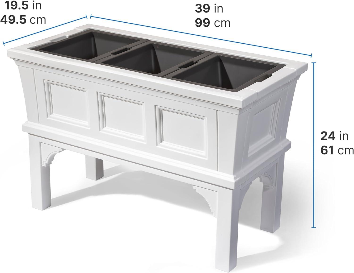 Classic White Raised Garden Planter Box for Outdoor & Indoor, 24"x39"