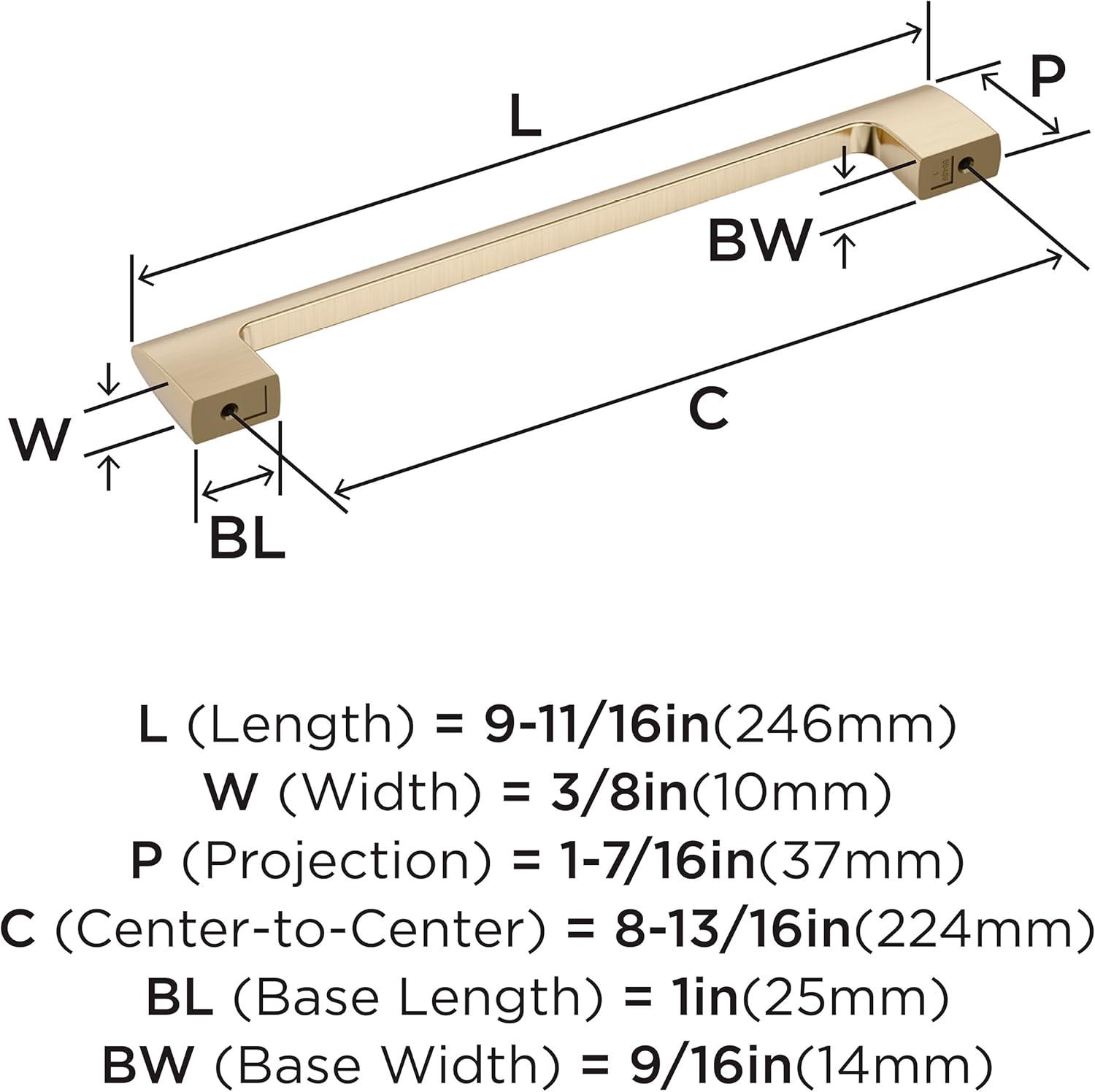 Amerock Riva 8-13/16 inch (224mm) Center-to-Center Golden Champagne Cabinet Pull