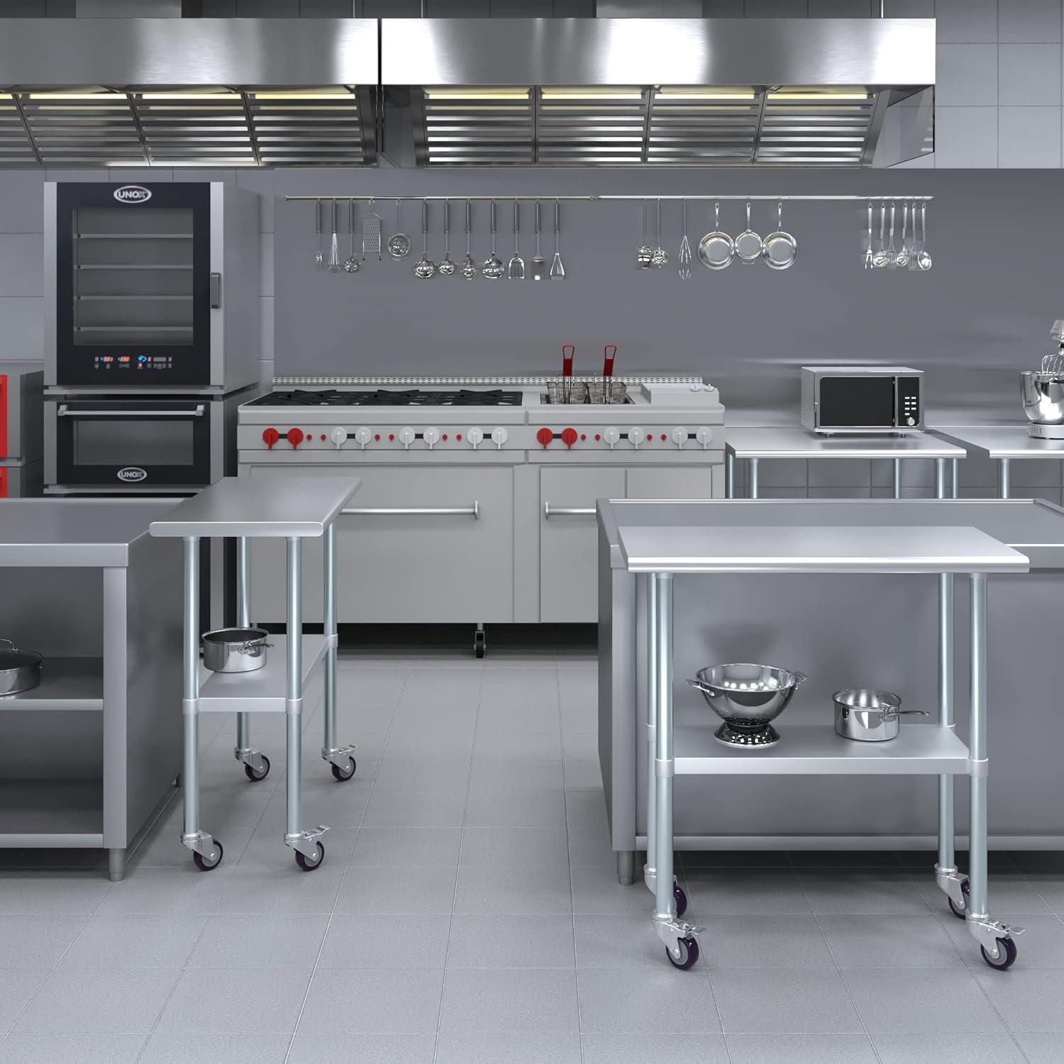 Amgood Stainless Steel Table With Wheels