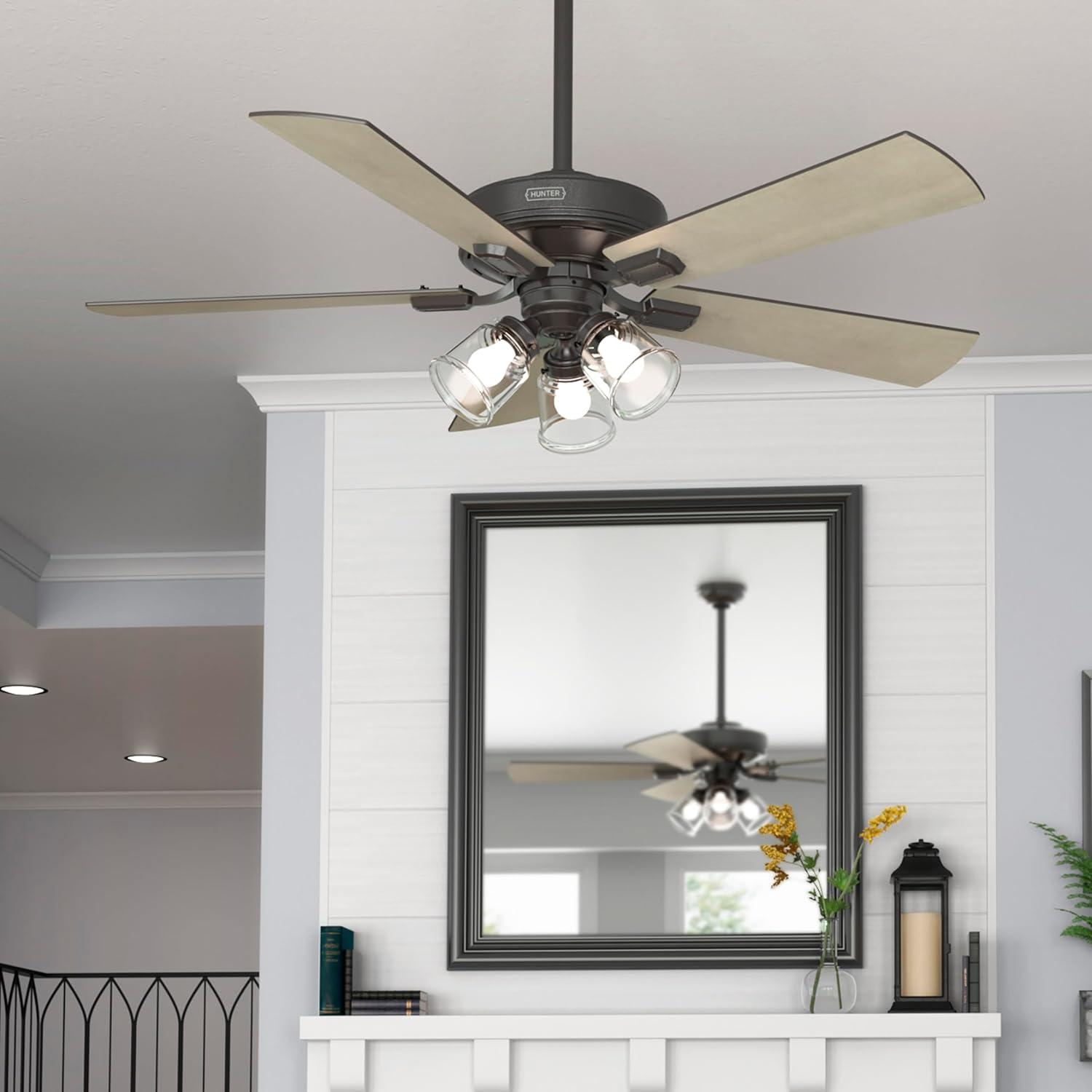 Crestfield 52" 5 - Blade Standard Ceiling Fan with Lights and Remote
