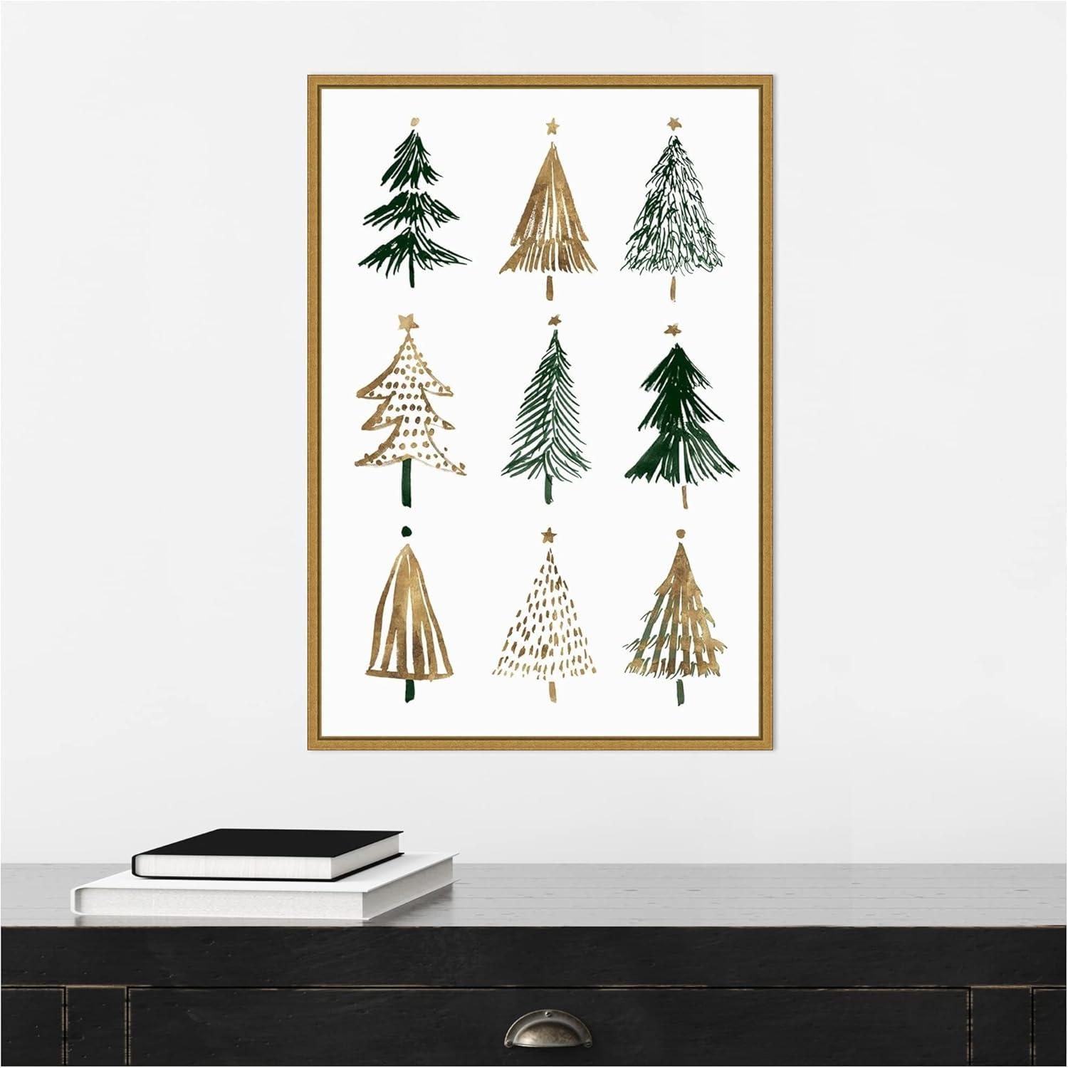 16" x 23" Evergreens II Tree by Isabelle Z Framed Canvas Wall Art - Amanti Art: Christmas Decor, Vertical Lithograph