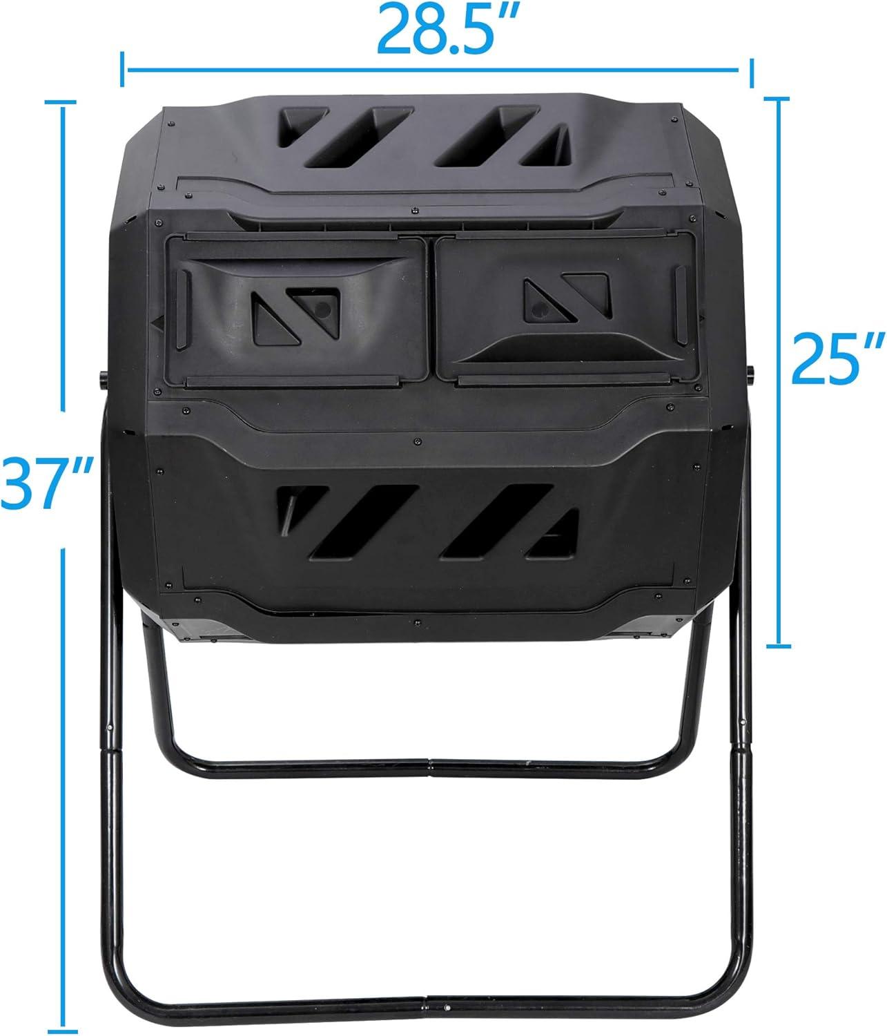 Black,43 Gallon,Outdoor,Tumbling ,Dual Rotating ,Batch Compost Bin