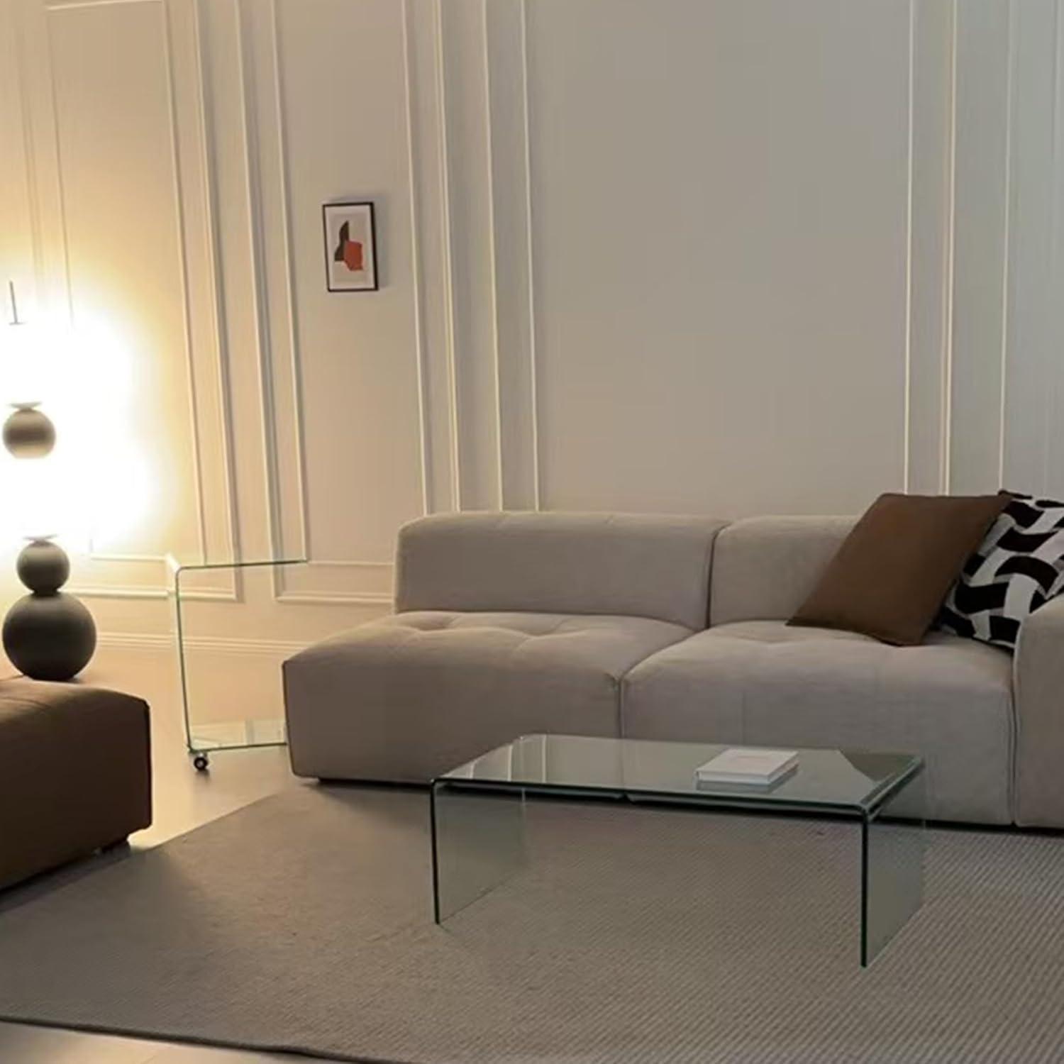 S&M Modern Rectangle Glass Coffee Table, Clear