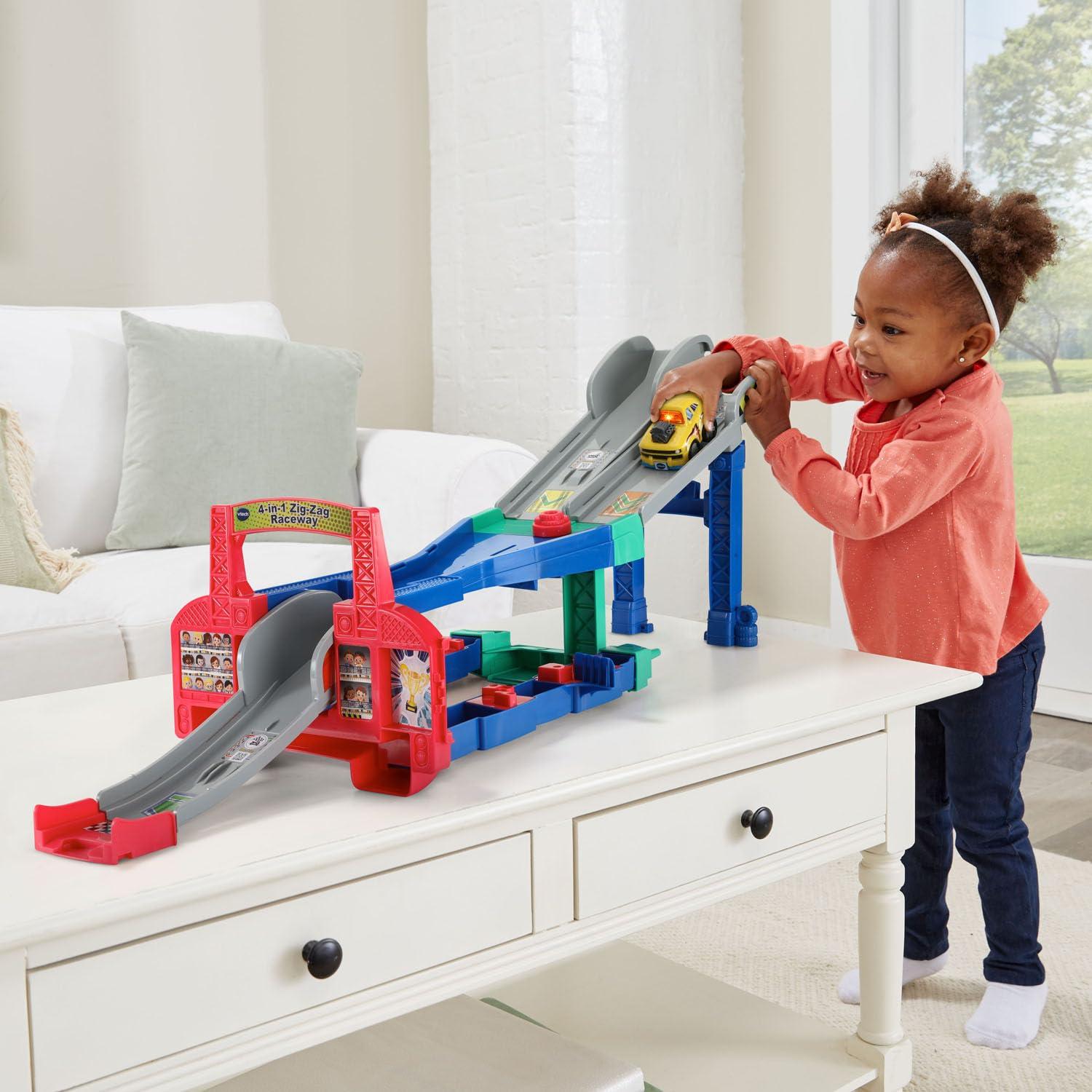 VTech Go! Go! Smart Wheels 4-in-1 Zig-Zag Raceway with Accessories, Baby and Toddler Toys