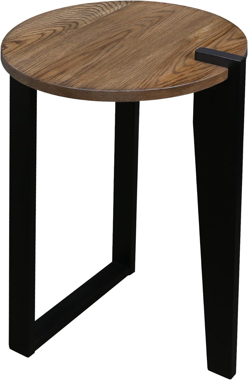 Sundial Two-Tone Forest Gray and Black Round End Table