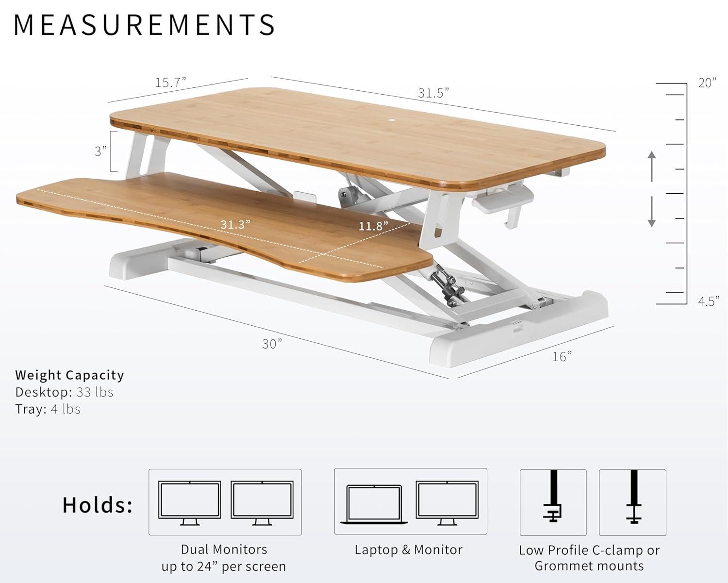 VIVO Height Adjustable Standing Desk Converter (DESK-V000K Series)